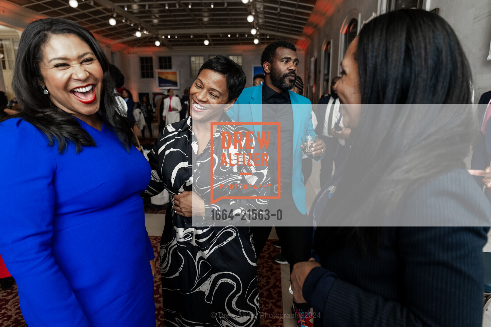 London Breed, Paula Harrell, Black 2 San Francisco Closing Reception 2024, SF City Hall North Light Court. 1 Dr Carlton B Goodlett Pl, SF, CA 94102 US, February 2nd, 2024, Photo #1664-21563-0 London Breed, Paula Harrell, Photo #1664-21563-0