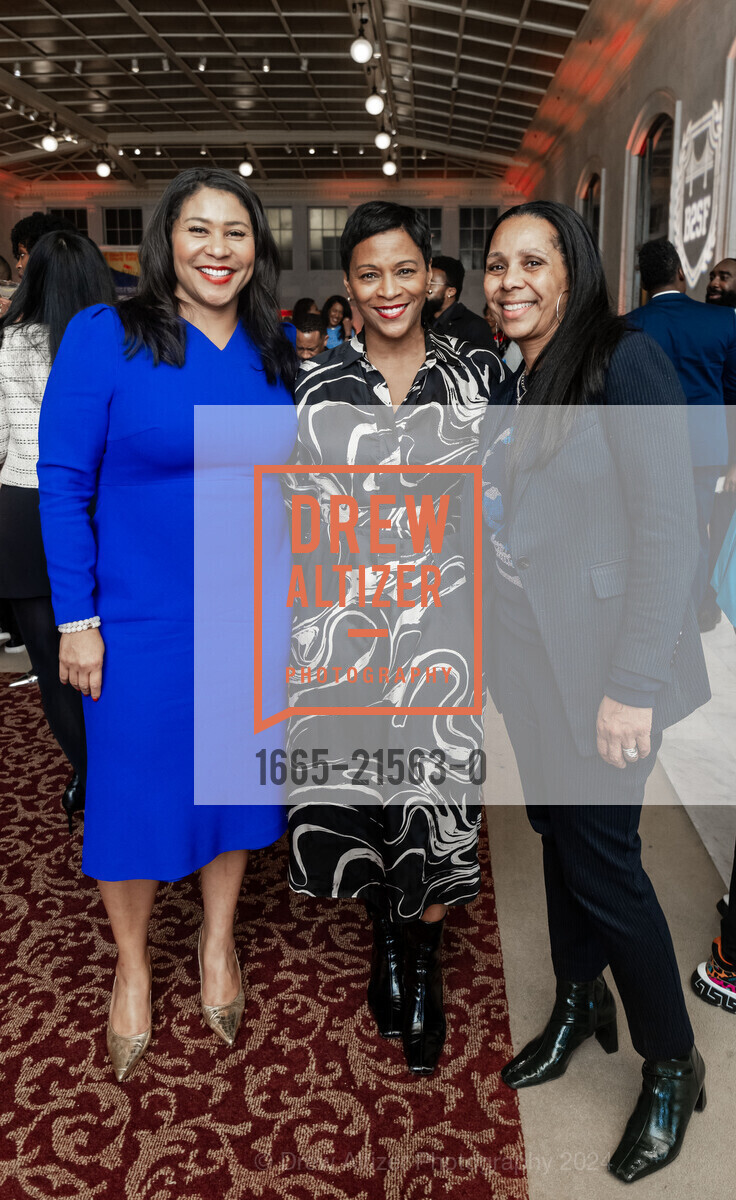 London Breed, Paula Harrell, Sheryl Davis, Black 2 San Francisco Closing Reception 2024, SF City Hall North Light Court. 1 Dr Carlton B Goodlett Pl, SF, CA 94102 US, February 2nd, 2024, Photo #1665-21563-0 London Breed, Paula Harrell, Sheryl Davis, Photo #1665-21563-0