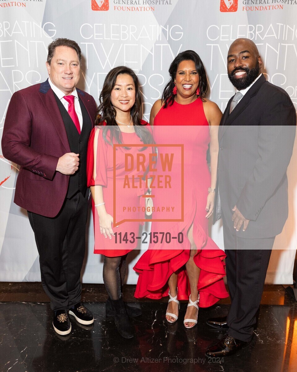 Liam Mayclem, Simone Balch, Priya Clemens, Damian Bass, Hearts in SF 20th Anniversary Gala, The Conservatory at One Sansome. One Sansome St, San Francisco, CA 94104, United States, February 8th, 2024, Photo #1143-21570-0 Liam Mayclem, Simone Balch, Priya Clemens, Damian Bass, Photo #1143-21570-0