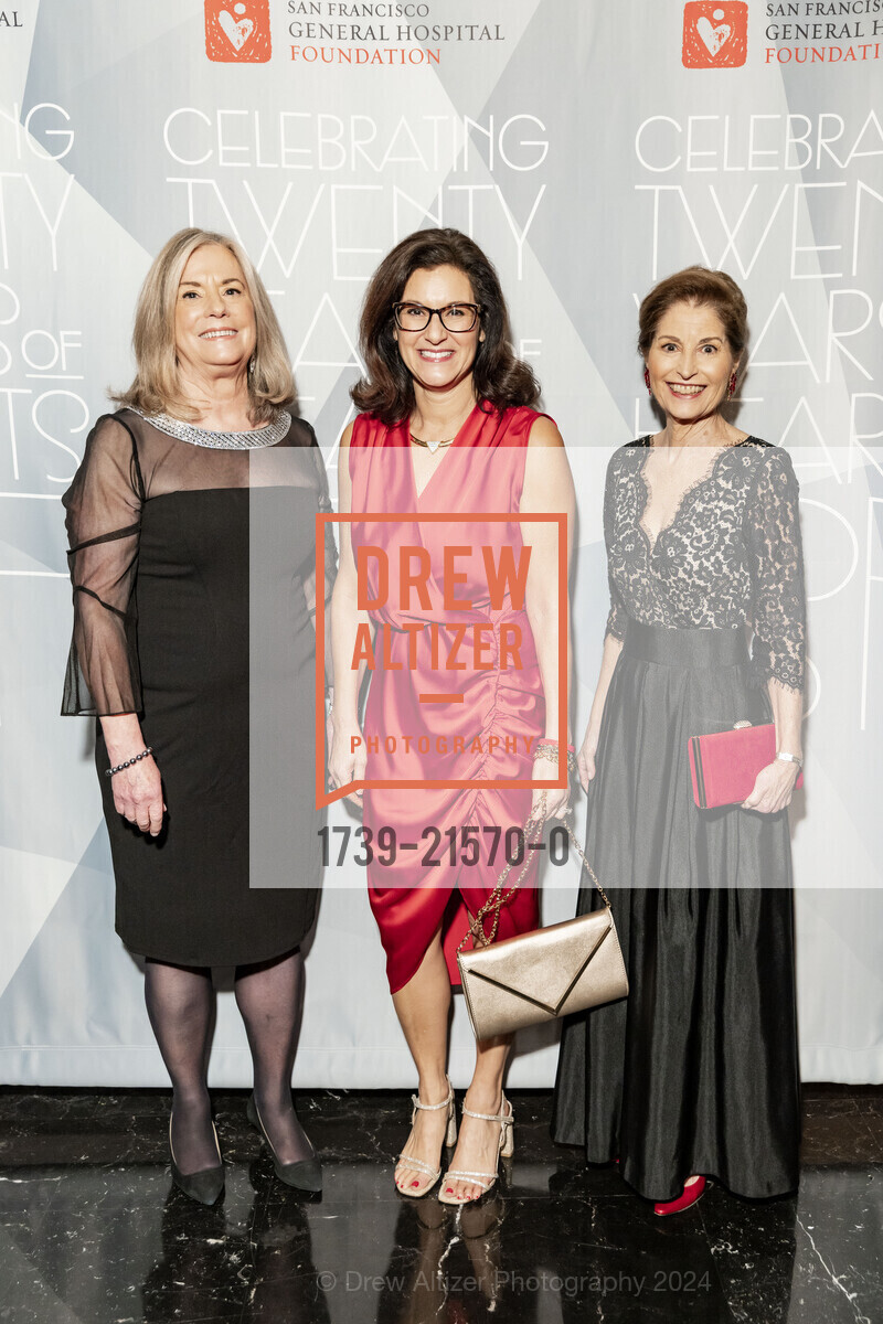 Janis MacKenzie, Gioia McCarthy, Kim Meredith, Hearts in SF 20th Anniversary Gala, The Conservatory at One Sansome. One Sansome St, San Francisco, CA 94104, United States, February 8th, 2024, Photo #1739-21570-0 Janis MacKenzie, Gioia McCarthy, Kim Meredith, Photo #1739-21570-0