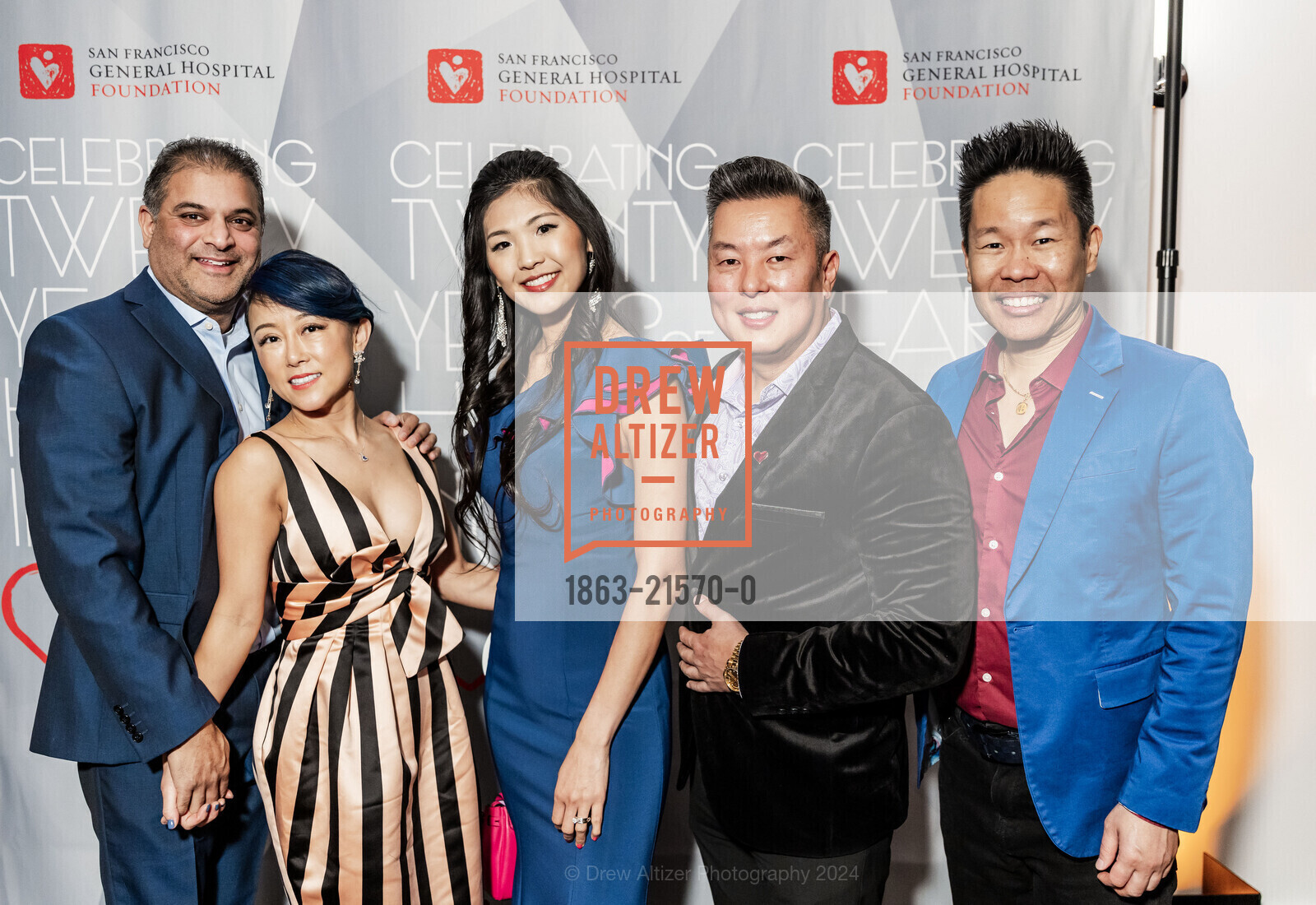 Alvin Da Costa, Gigi Da Costa, Alice Chi, Howard Chi, Christopher Kai, Hearts in SF 20th Anniversary Gala, The Conservatory at One Sansome. One Sansome St, San Francisco, CA 94104, United States, February 8th, 2024, Photo #1863-21570-0 Alvin Da Costa, Gigi Da Costa, Alice Chi, Howard Chi, Christopher Kai, Photo #1863-21570-0