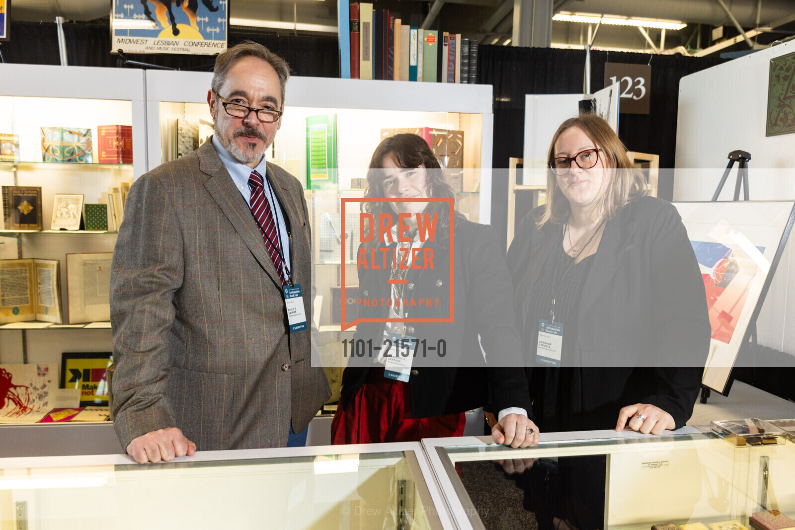Philip Salmon, Meredith Santaus, Shannon Struble, 56th California International Antiquarian Book Fair, Pier 27. The Embarcadero, SF, CA 94111 US, Photo #1101-21571-0 Philip Salmon, Meredith Santaus, Shannon Struble, Photo #1101-21571-0