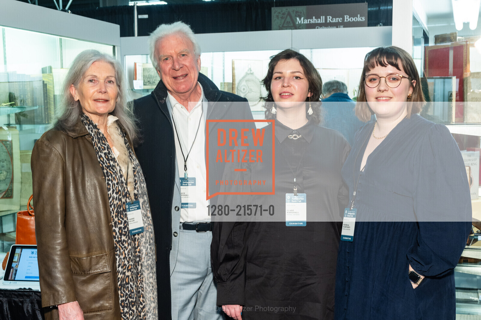 Joanne Taylor, Bruce Marshall, Clare Marshall, Georgia Humphrey, 56th California International Antiquarian Book Fair, Pier 27. The Embarcadero, SF, CA 94111 US, Photo #1280-21571-0 Joanne Taylor, Bruce Marshall, Clare Marshall, Georgia Humphrey, Photo #1280-21571-0