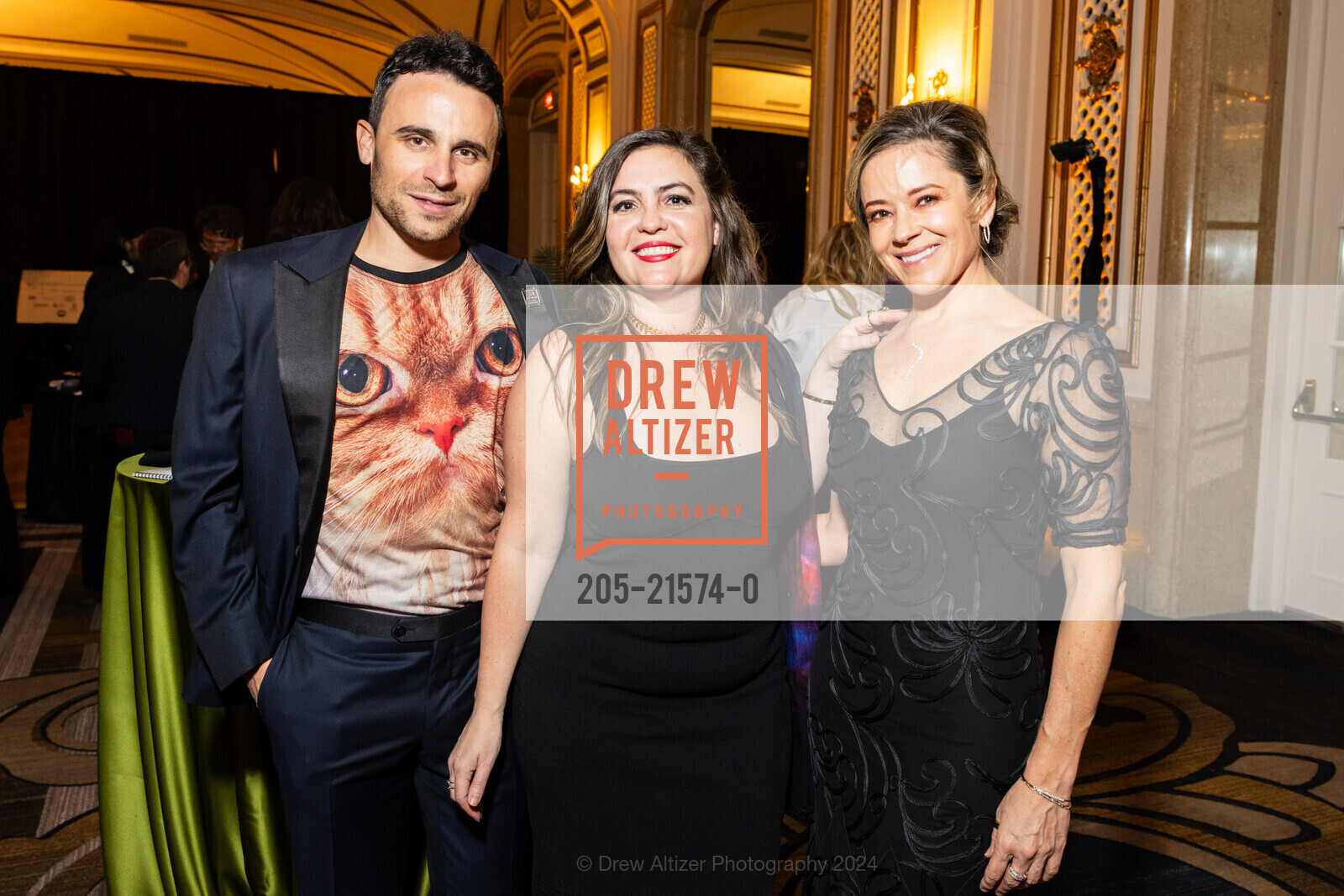Trent Calabretta, Natalie Byrne, Heidi Roddenberry, The Guardsmen's 47th Annual Wine Auction, Palace Hotel, a Luxury Collection Hotel. 2 New Montgomery St, SF, CA 94105 US, February 10th, 2024, Photo #205-21574-0 Trent Calabretta, Natalie Byrne, Heidi Roddenberry, Photo #205-21574-0