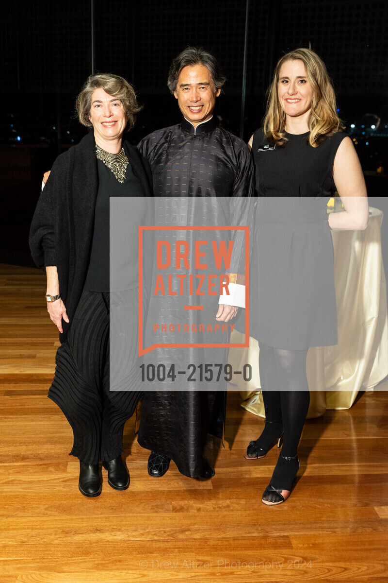Claudia Schmuckli, Lee Mingwei, Janna Keegan, LEE MINGWEI: RITUALS OF CARE Donor Opening Reception, de Young Museum. 50 Hagiwara Tea Garden Dr, San Francisco, CA 94118 US, February 15th, 2024, Photo #1004-21579-0 Claudia Schmuckli, Lee Mingwei, Janna Keegan, Photo #1004-21579-0