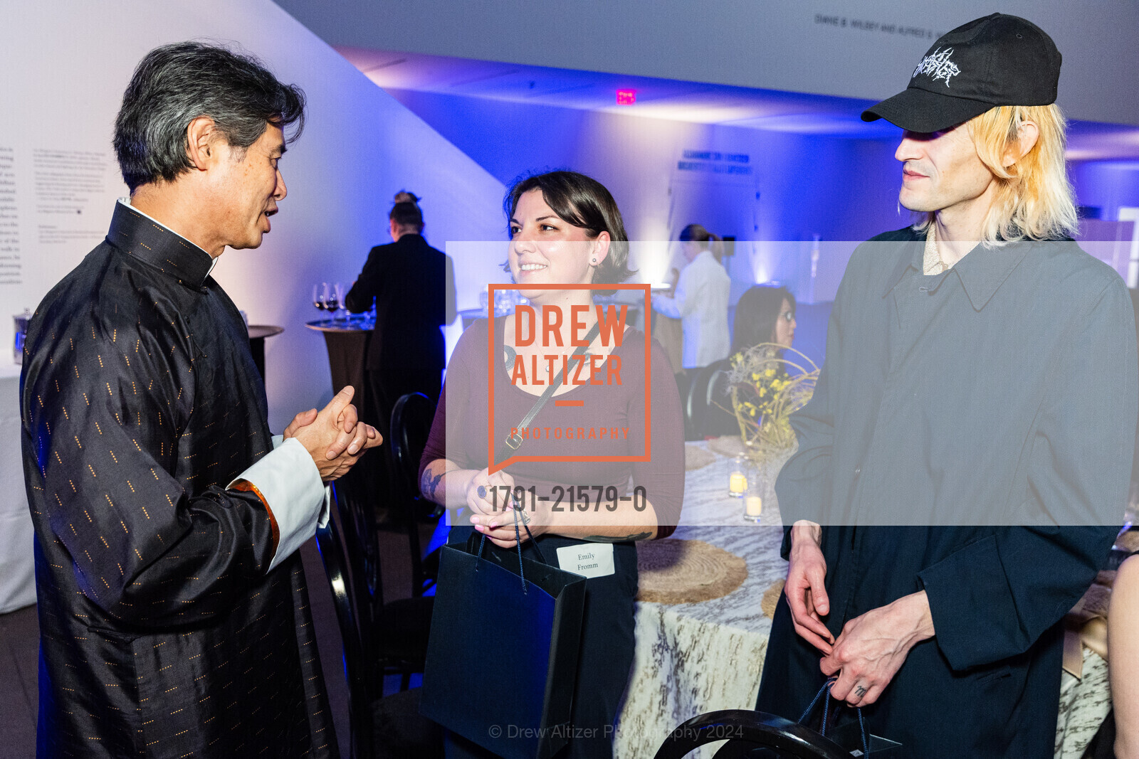 Lee Mingwei, Emily Fromm, Emilio Villalba, LEE MINGWEI: RITUALS OF CARE Donor Opening Reception, de Young Museum. 50 Hagiwara Tea Garden Dr, San Francisco, CA 94118 US, February 15th, 2024, Photo #1791-21579-0 Lee Mingwei, Emily Fromm, Emilio Villalba, Photo #1791-21579-0
