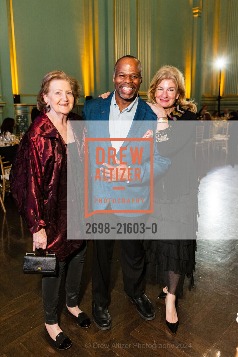 Martha Bredon, Lester Lynch, Karen Walker, Angel of The Arts presented by Festival Napa Valley honoring Gordon Getty, War Memorial Opera House- Green Room. 301 Van Ness Ave, SF, CA 94102 US, March 7th, 2024, Photo #2698-21603-0 Martha Bredon, Lester Lynch, Karen Walker, Photo #2698-21603-0