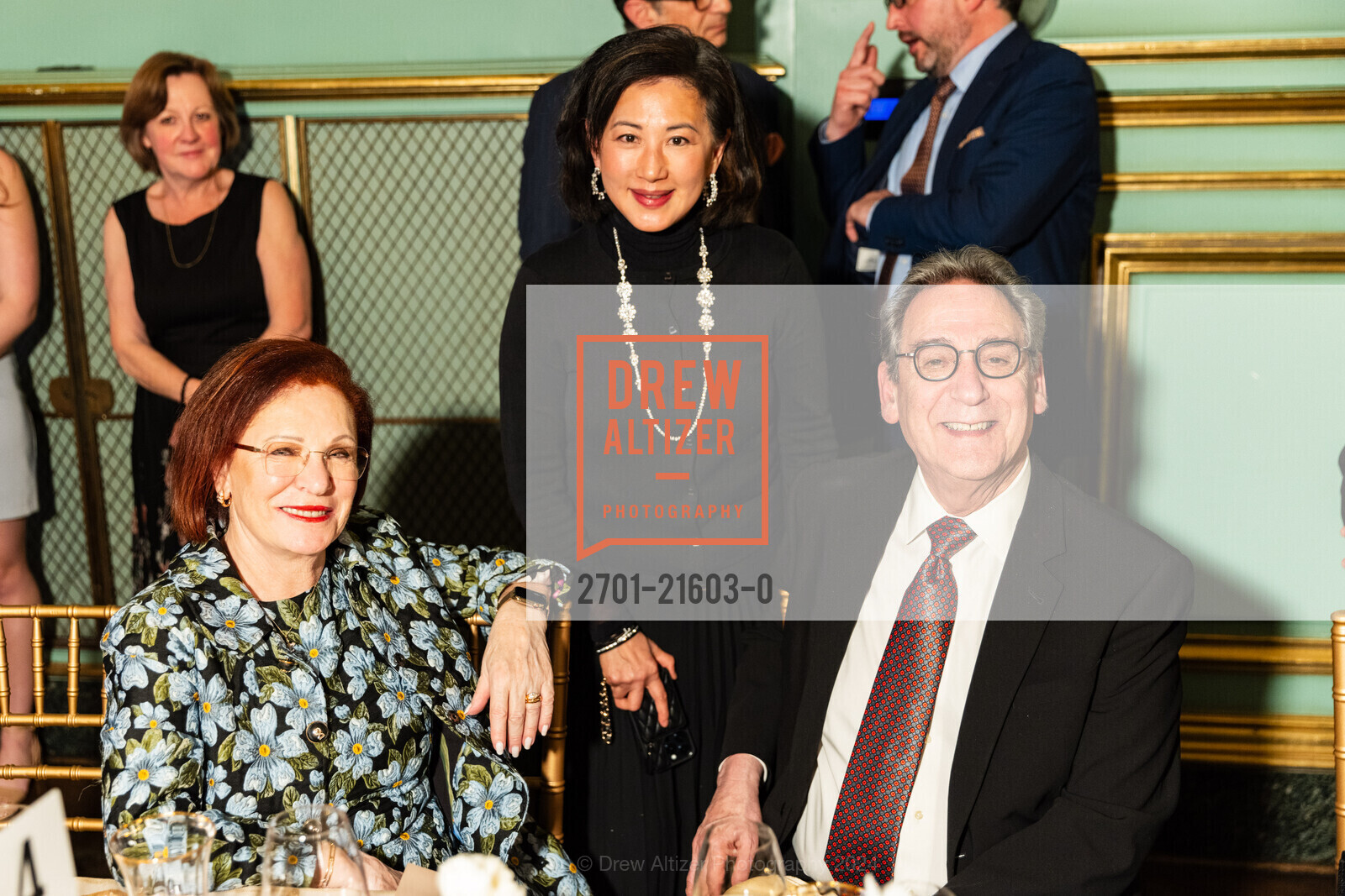 Romana Bracco, Gorretti Lui, Fred Levin, Angel of The Arts presented by Festival Napa Valley honoring Gordon Getty, War Memorial Opera House- Green Room. 301 Van Ness Ave, SF, CA 94102 US, March 7th, 2024, Photo #2701-21603-0 Romana Bracco, Gorretti Lui, Fred Levin, Photo #2701-21603-0