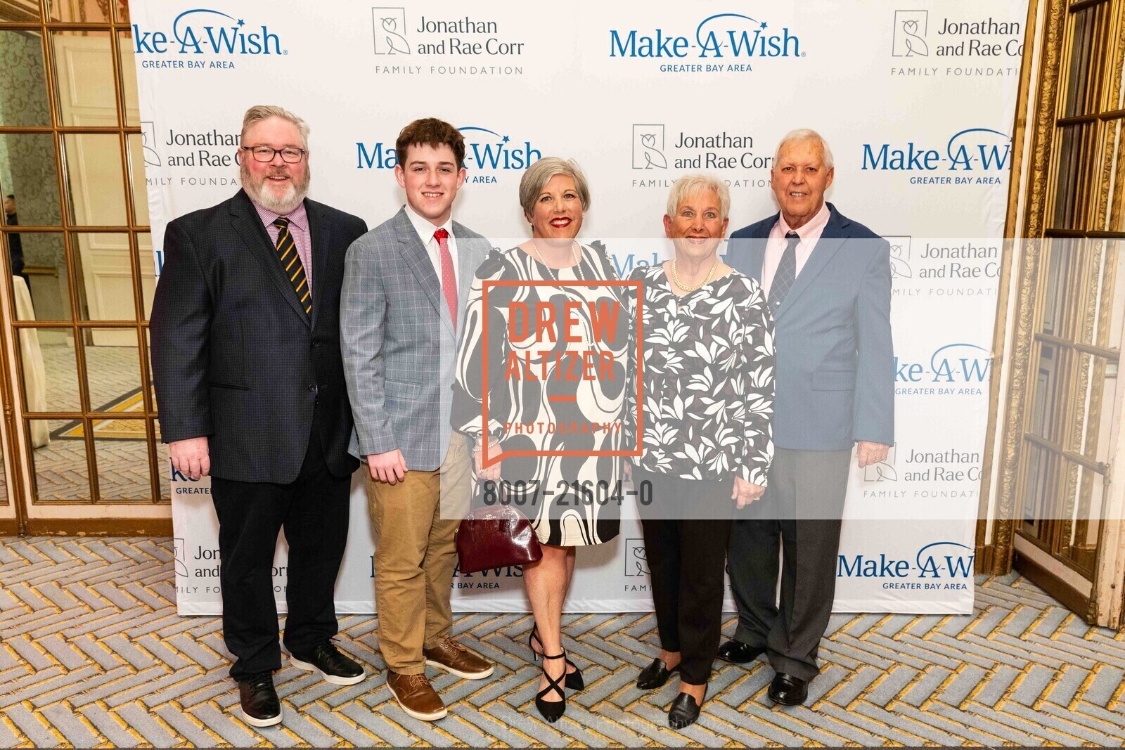 Chris Durie, Jasper Durie, Lynne Durie, Annette Whittaker, Terry Whittaker, Greater Bay Area Make-A-Wish Foundation celebrates EVENING OF WISHES: BIRTHDAY BASH 2024, Fairmont San Francisco. 950 Mason St, SF, CA 94108 US, March 7th, 2024, Photo #8007-21604-0 Chris Durie, Jasper Durie, Lynne Durie, Annette Whittaker, Terry Whittaker, Photo #8007-21604-0