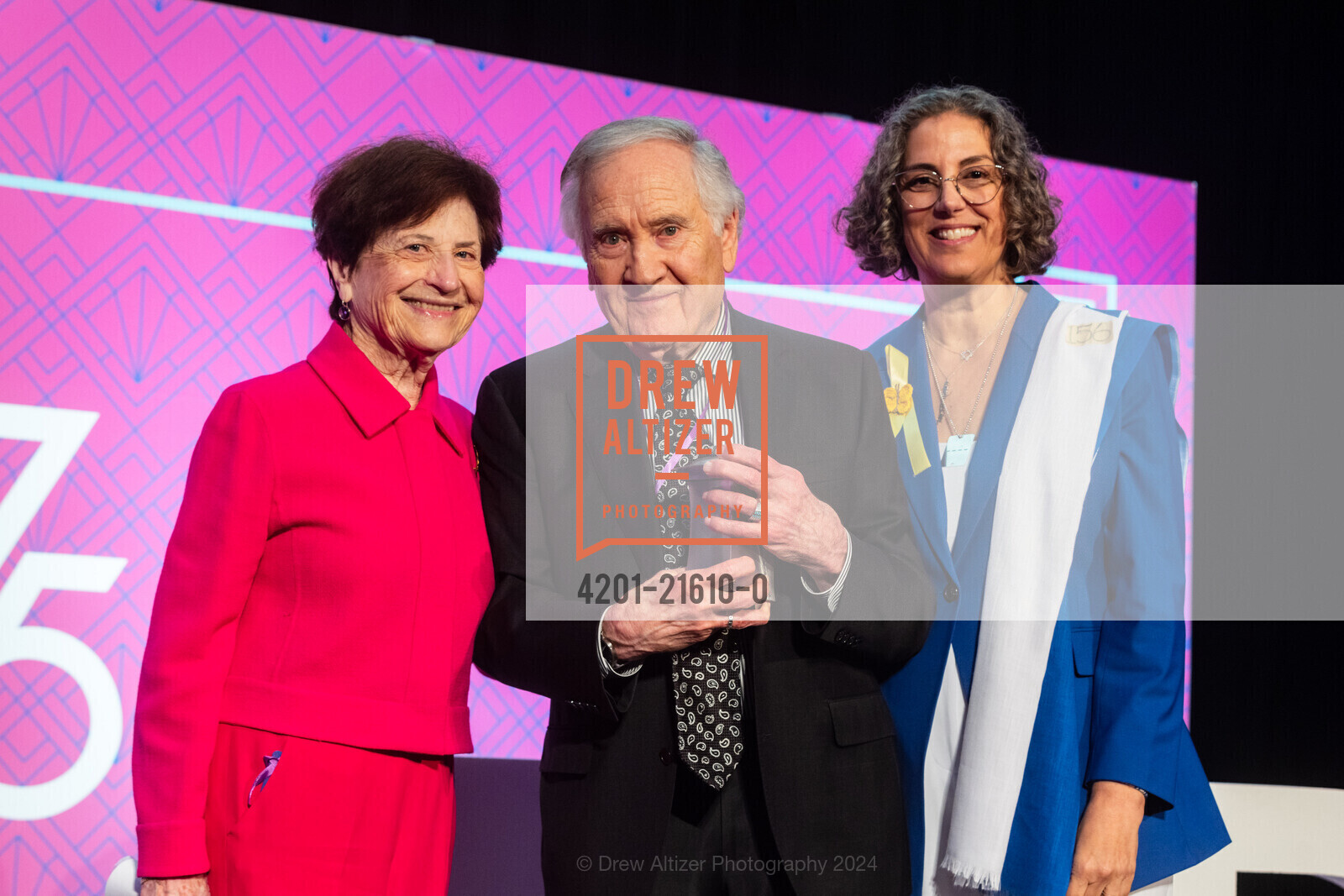 Phyllis Cook, Ron Kaufman, Jan Reicher, JCRC: Bridging Communities & Celebrating Champions, The Palace Hotel, a Luxury Collection Hotel. 2 New Montgomery St, SF, CA 94105 US, March 10th, 2024, Photo #4201-21610-0 Phyllis Cook, Ron Kaufman, Jan Reicher, Photo #4201-21610-0
