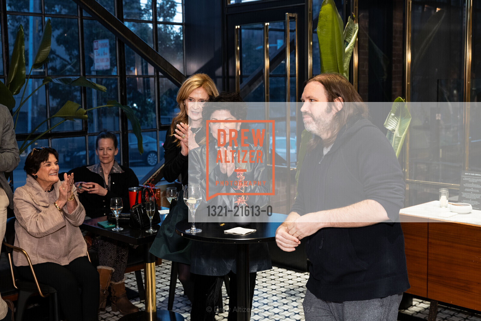 Libby Tyree Taylor, Deborah Mann, Todd Masonis, ARCS Benefactor and Galileo Circle Reception, DDandelion Chocolate 16th Street Factory. 2600 16th St, SF, CA 94103 US, March 13th, 2024, Photo #1321-21613-0 Libby Tyree Taylor, Deborah Mann, Todd Masonis, Photo #1321-21613-0
