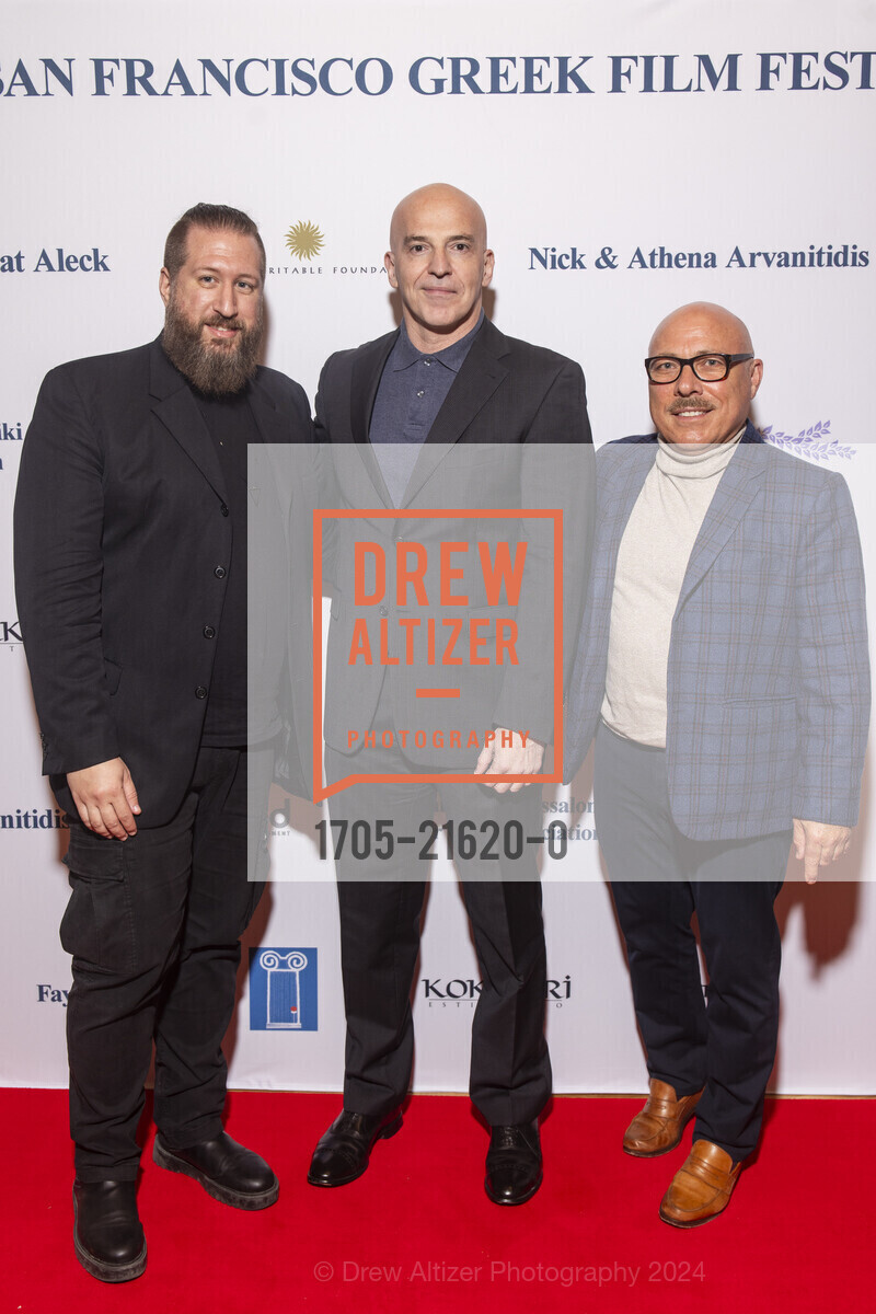 Panos Gakis, Socrates Sourvinos, Vas Kiniris, Opening Night for 2024 SF Greek Film Festival, Delancey Screening Room. 600 The Embarcadero, SF, CA 94107 US, March 16th, 2024, Photo #1705-21620-0 Panos Gakis, Socrates Sourvinos, Vas Kiniris, Photo #1705-21620-0