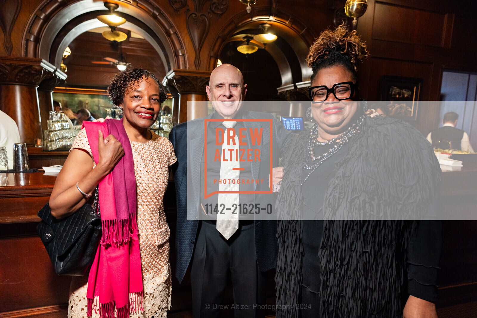 Susan Brown, Don Putterman, Amelia Ashley Ward, Willie L. Brown, Jr. Birthday Celebration, Harris' Restaurant - The San Francisco Steakhouse. 2100 Van Ness Ave, SF, CA 94109 US, March 20th, 2024, Photo #1142-21625-0 Susan Brown, Don Putterman, Amelia Ashley Ward, Photo #1142-21625-0