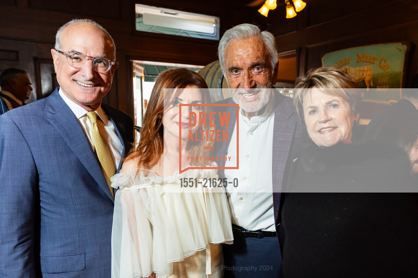 Victor Makras, Farah Makras, Art Agnos, Sherry Agnos, Willie L. Brown, Jr. Birthday Celebration, Harris' Restaurant - The San Francisco Steakhouse. 2100 Van Ness Ave, SF, CA 94109 US, March 20th, 2024, Photo #1551-21625-0 Victor Makras, Farah Makras, Art Agnos, Sherry Agnos, Photo #1551-21625-0