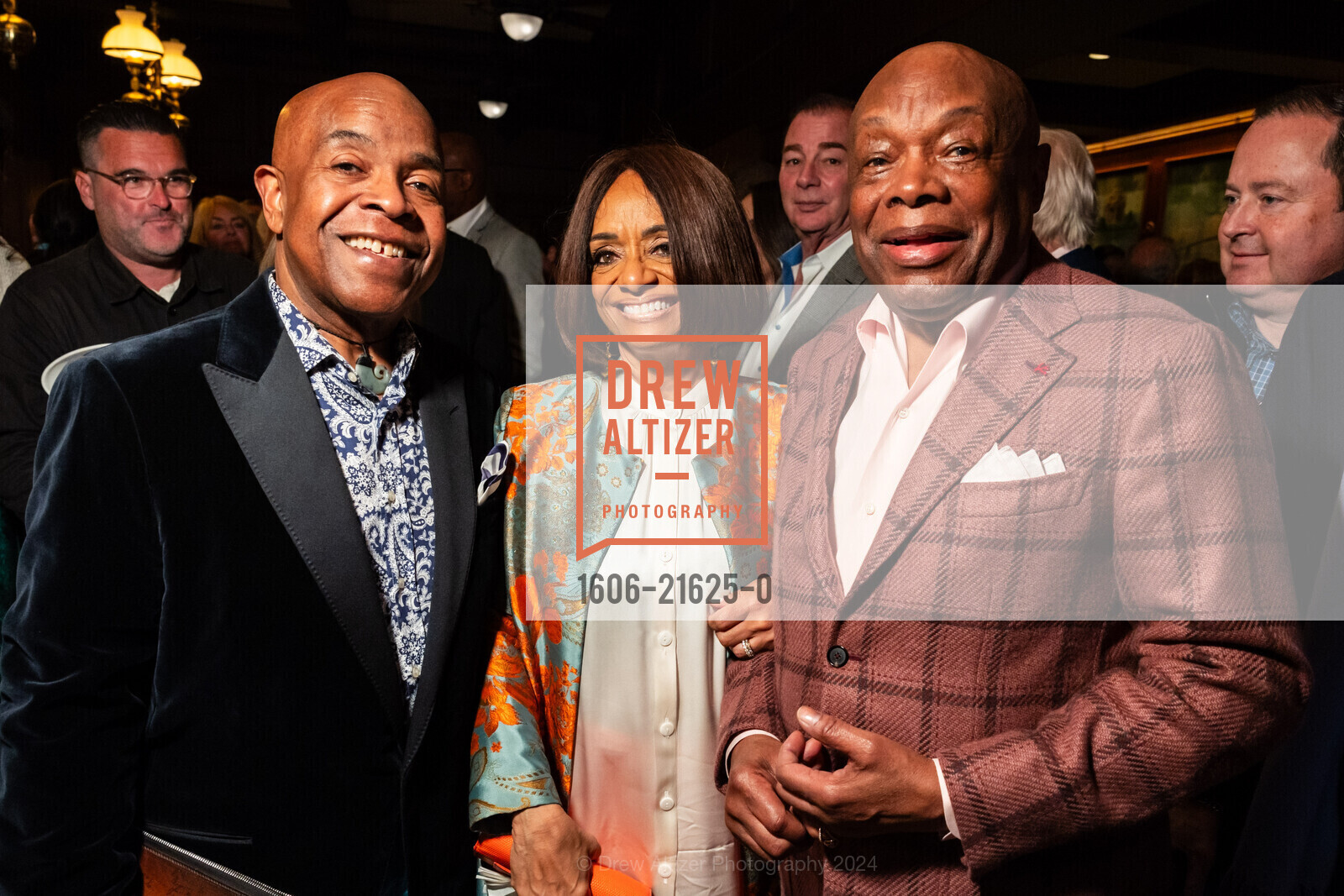 Peter Bynoe, Linda Bynoe, Willie Brown, Willie L. Brown, Jr. Birthday Celebration, Harris' Restaurant - The San Francisco Steakhouse. 2100 Van Ness Ave, SF, CA 94109 US, March 20th, 2024, Photo #1606-21625-0 Peter Bynoe, Linda Bynoe, Willie Brown, Photo #1606-21625-0