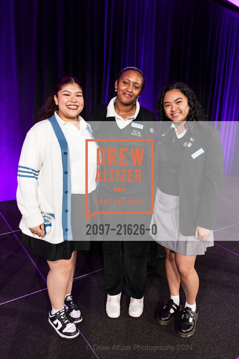 Veronica Leon, Yorkabiel Desta, Morrei Meneses, ICA Cristo Rey Academy 14th Annual Business Lunch, Hyatt Regency San Francisco. 5 Embarcadero Ctr, SF, CA 94111 US, March 21st, 2024, Photo #2097-21626-0 Veronica Leon, Yorkabiel Desta, Morrei Meneses, Photo #2097-21626-0