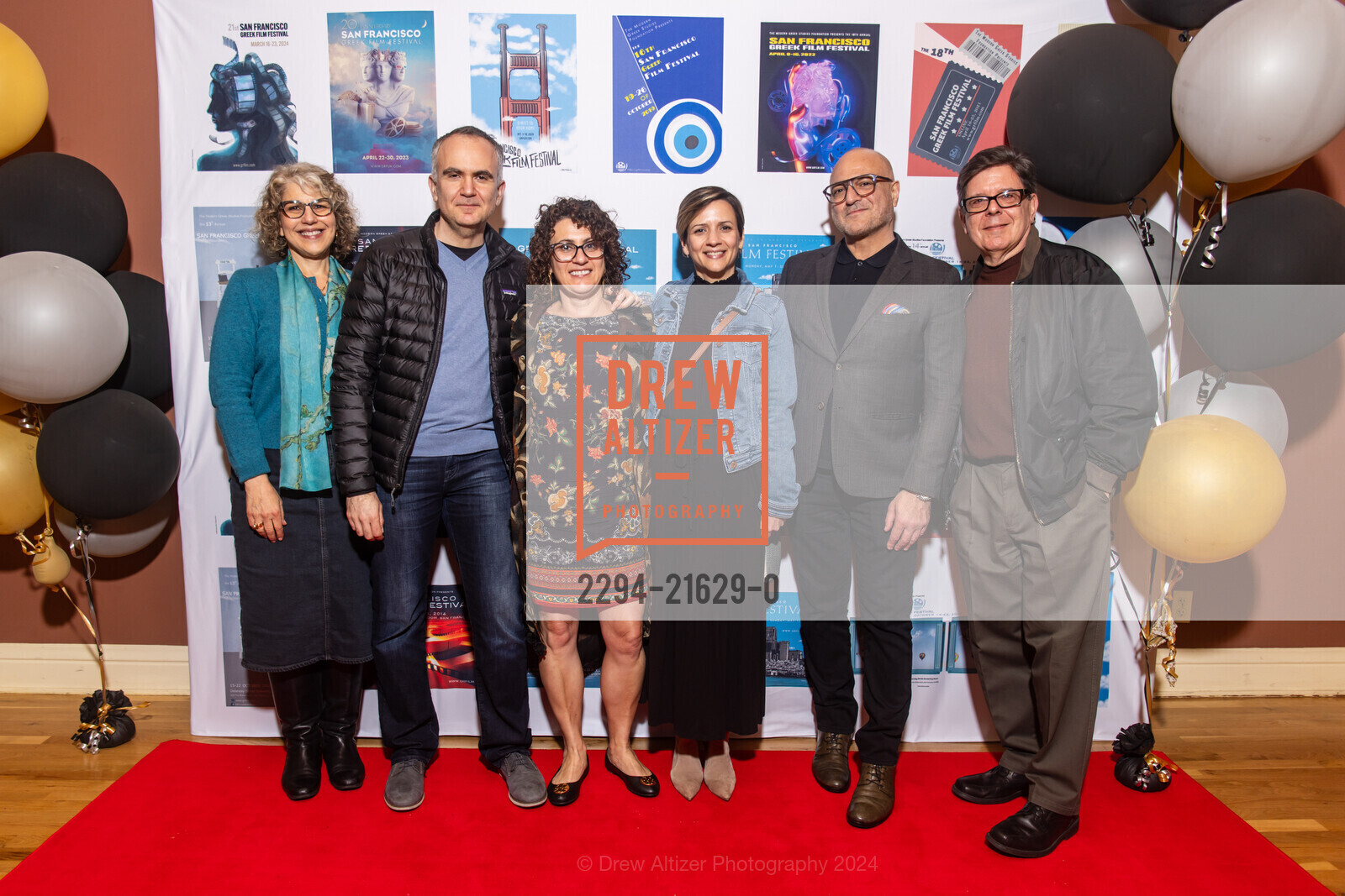 Anastasia Shattner, Kostas Nikoloudakis, Marilena Stavrides, Margarita Bradley, Alexi Exuzides, Closing Night for 2024 SF Greek Film Festival, Delancey Screening Room. 600 The Embarcadero, SF, CA 94107 US, March 23rd, 2024, Photo #2294-21629-0 Anastasia Shattner, Kostas Nikoloudakis, Marilena Stavrides, Margarita Bradley, Alexi Exuzides, Photo #2294-21629-0
