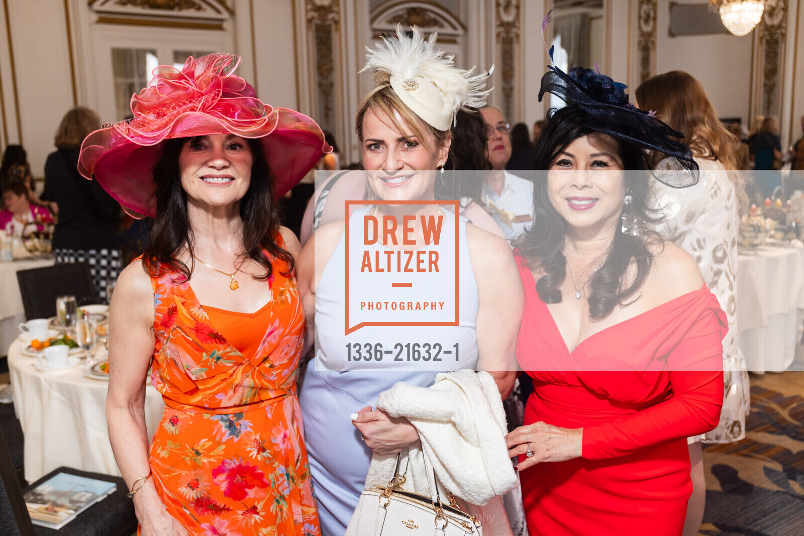 V'Anne Singleton, Heidi Imbus, Sharon Seto, JLSF Annual Tea, Palace Hotel, a Luxury Collection Hotel, San Francisco. 2 New Montgomery St, SF, CA 94105 US, Photo #1336-21632-1 V'Anne Singleton, Heidi Imbus, Sharon Seto, Photo #1336-21632-1