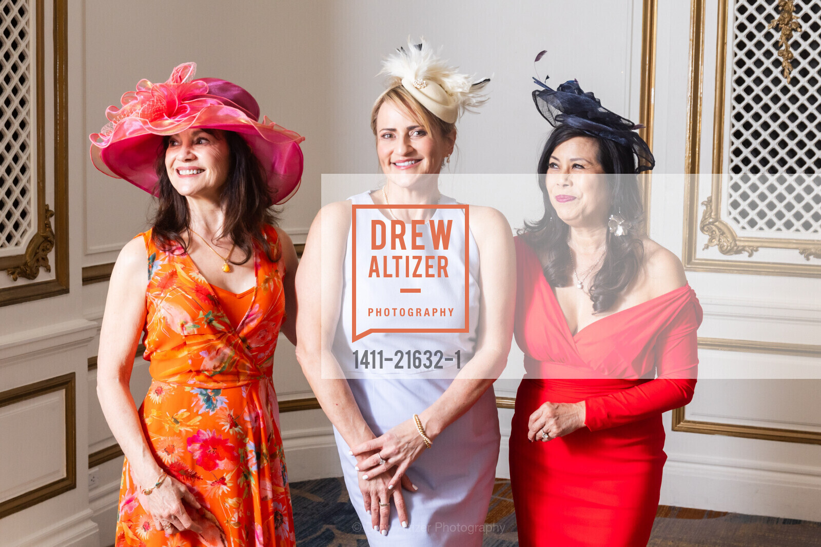 V'Anne Singleton, Heidi Imbus, Sharon Seto, JLSF Annual Tea, Palace Hotel, a Luxury Collection Hotel, San Francisco. 2 New Montgomery St, SF, CA 94105 US, Photo #1411-21632-1 V'Anne Singleton, Heidi Imbus, Sharon Seto, Photo #1411-21632-1