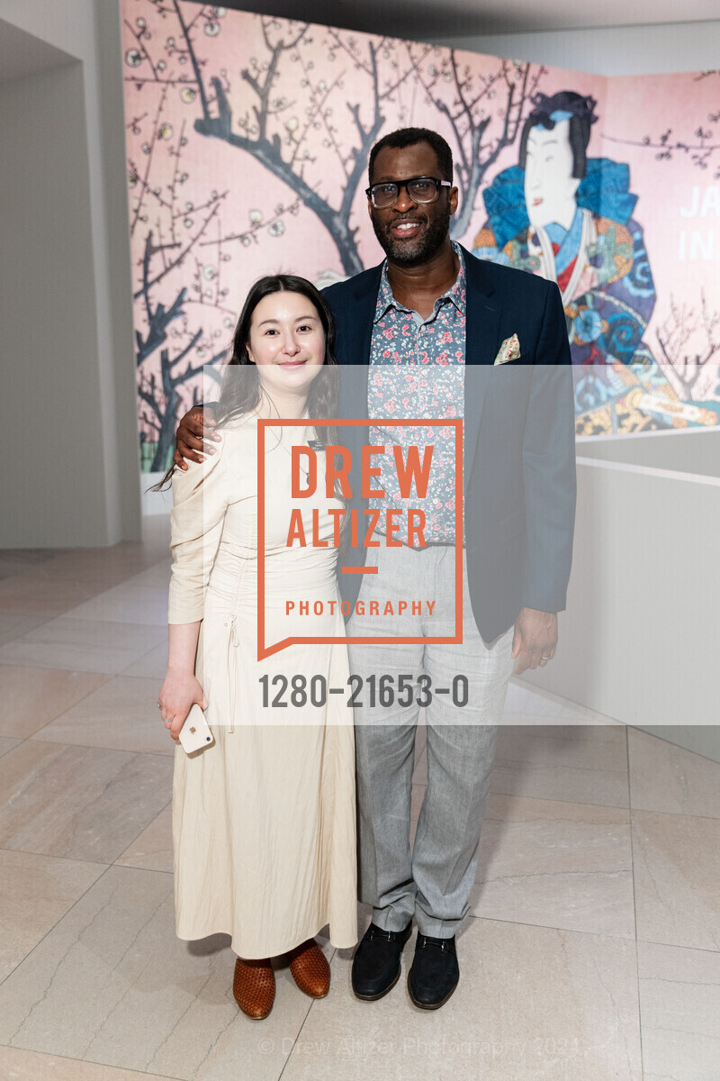 Yasmeen Lange-Asmar, Abram Jackson, Japanese Prints in Transition Donor Opening Night, Legion of Honor. 100 34th Ave, SF, CA 94121 US, April 11th, 2024, Photo #1280-21653-0 Yasmeen Lange-Asmar, Abram Jackson, Photo #1280-21653-0