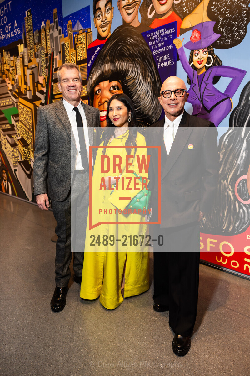 Gary Steele, Nadia Suwardi, Stephen Rice, SFMOMA's Art Bash 2024, SFMOMA Wattis Theater. 151 3rd St, SF, CA 94103 US, Photo #2489-21672-0 Gary Steele, Nadia Suwardi, Stephen Rice, Photo #2489-21672-0