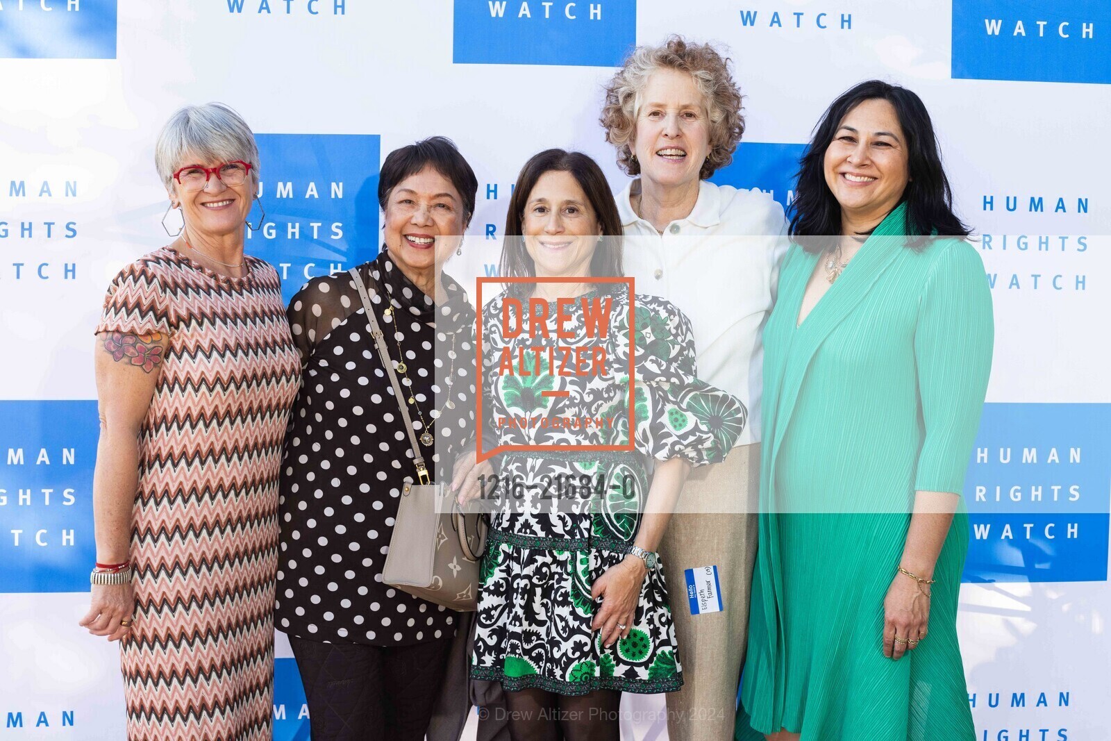 Marie Dageville, Zeni Mallari, Liz Simons, Elspeth Farmer, Angie Junck, Human Rights Watch Annual Fundraising Dinner, Menlo Circus Club. 190 Park Ln, Atherton, CA 94027 US, May 1st, 2024, Photo #1216-21684-0 Marie Dageville, Zeni Mallari, Liz Simons, Elspeth Farmer, Angie Junck, Photo #1216-21684-0