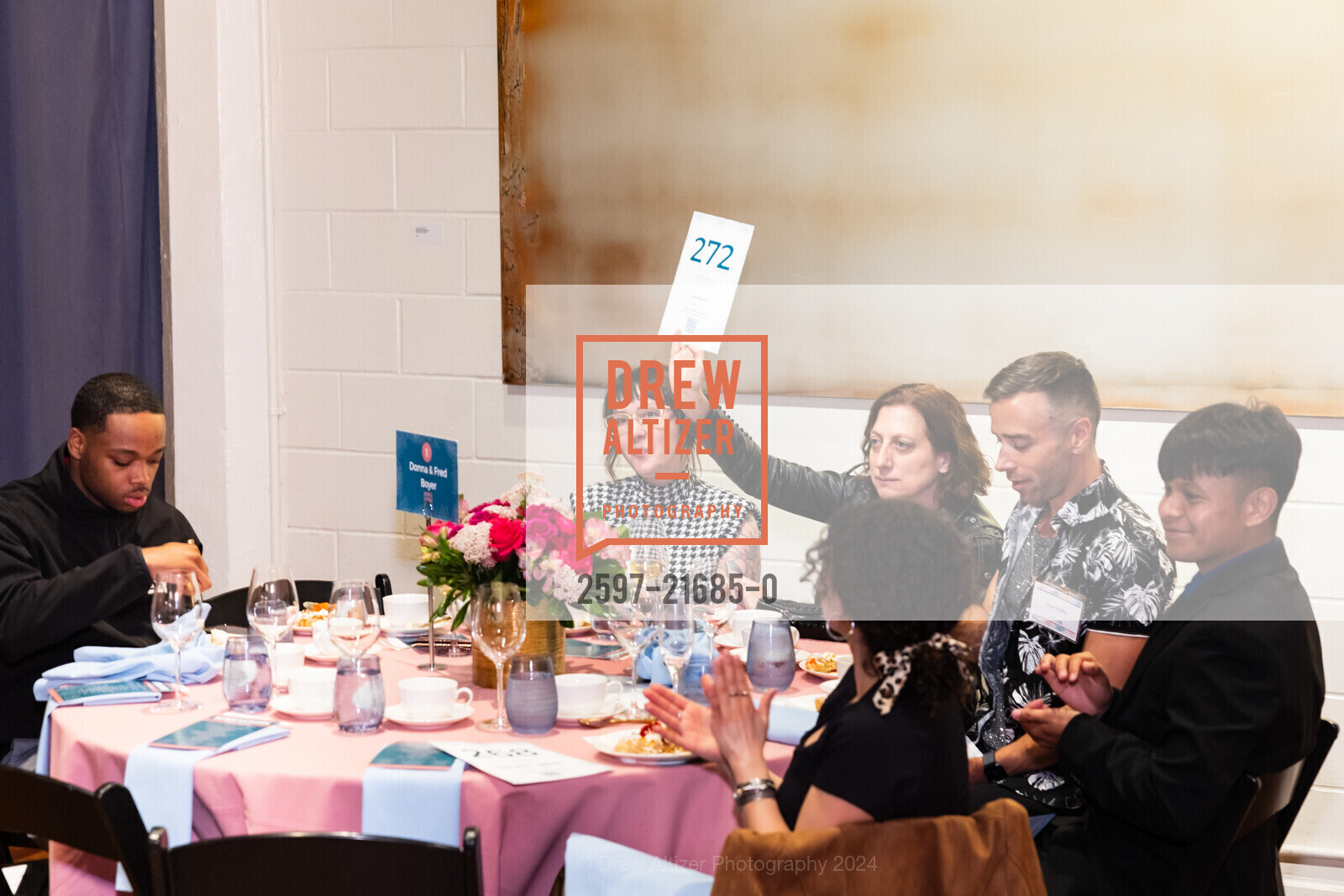 Lila Bowker, Donna Boyer, Tyler Coffey, Juan Molina, Enterprise for Youth Heroes at Work 2024, Terra Gallery & Event Venue. 511 Harrison St, SF, CA 94105 US, May 1st, 2024, Photo #2597-21685-0 Lila Bowker, Donna Boyer, Tyler Coffey, Juan Molina, Photo #2597-21685-0