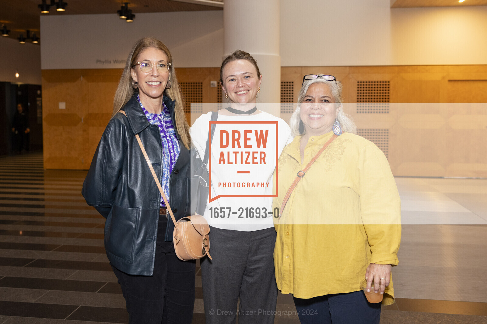 Isabella Hutchinson, Lucy Lydon, Heather Ahtone, Art Curator's Conference 2024, San Francisco Museum of Modern Art Lobby and Second Floor Galleries. 151 3rd St, SF, CA 94103 US, May 3rd, 2024, Photo #1657-21693-0 Isabella Hutchinson, Lucy Lydon, Heather Ahtone, Photo #1657-21693-0
