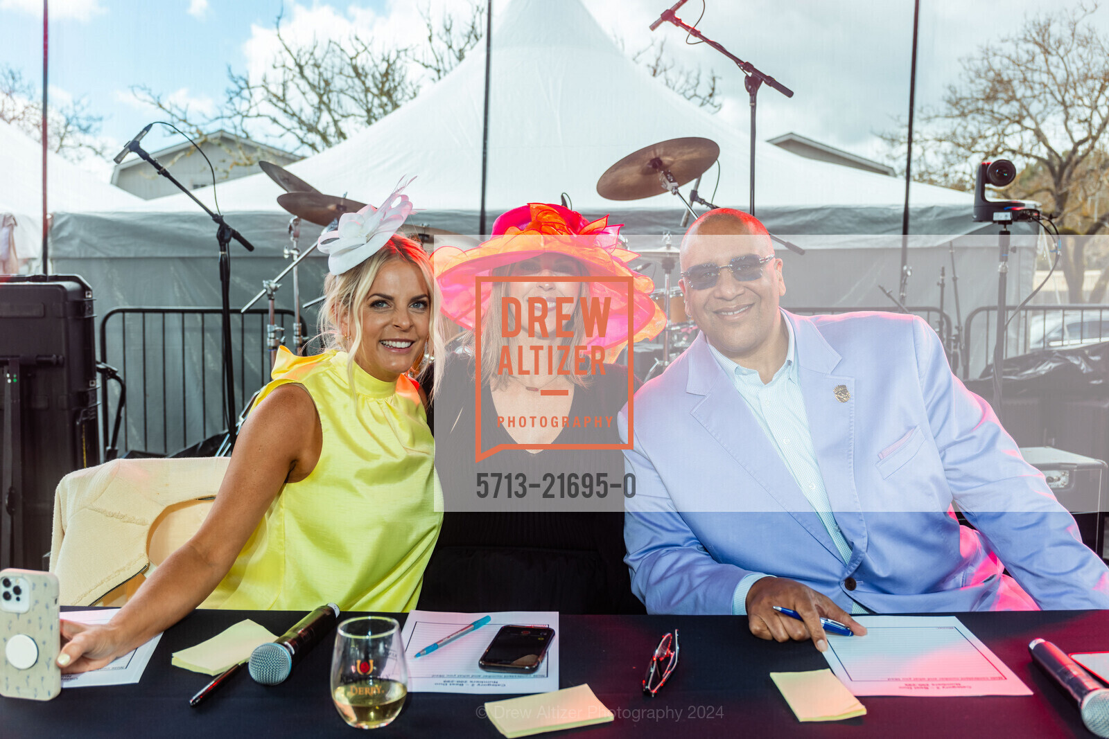 Erika Altes, Amy Gutierrez, Marc J Spears, Kendall Jackson's 2023 Kentucky Derby Party, Kendall-Jackson Wine Estate & Gardens. 5007 Fulton Rd, Santa Rosa, CA 95403 US, May 4th, 2024, Photo #5713-21695-0 Erika Altes, Amy Gutierrez, Marc J Spears, Photo #5713-21695-0