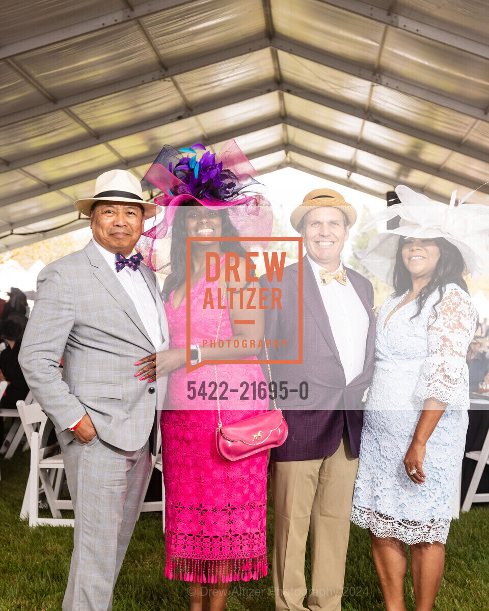 Eddie Zibrado, Carrie Henderson, Curtis Dupuis, Claudia Dupuis, Kendall Jackson's 2023 Kentucky Derby Party, Kendall-Jackson Wine Estate & Gardens. 5007 Fulton Rd, Santa Rosa, CA 95403 US, May 4th, 2024, Photo #5422-21695-0 Eddie Zibrado, Carrie Henderson, Curtis Dupuis, Claudia Dupuis, Photo #5422-21695-0