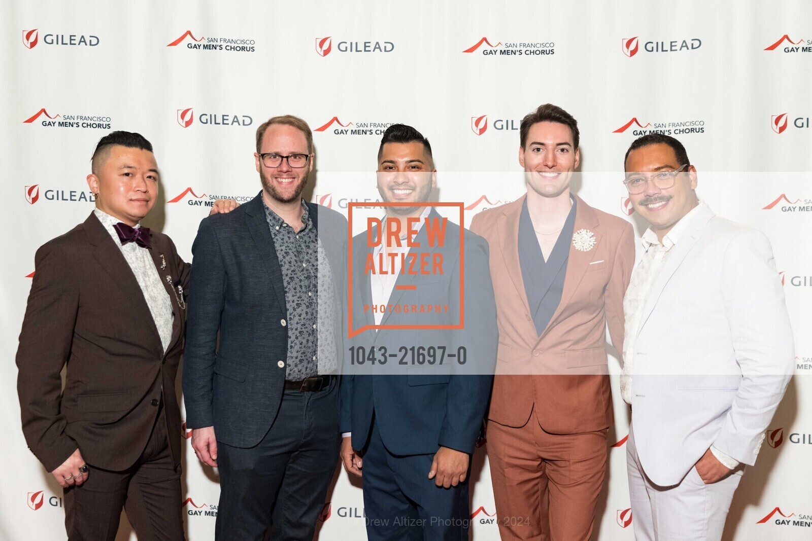 Eric Chau, Nick Dahlberg, Raymond Gonzalez, Andrew Geurkink, Ray Patone, SF Gay Men's Chorus CRESCENDO GALA, The Westin St. Francis San Francisco on Union Square. 335 Powell St, San Francisco, CA 94102, United States, May 4th, 2024, Photo #1043-21697-0 Eric Chau, Nick Dahlberg, Raymond Gonzalez, Andrew Geurkink, Ray Patone, Photo #1043-21697-0