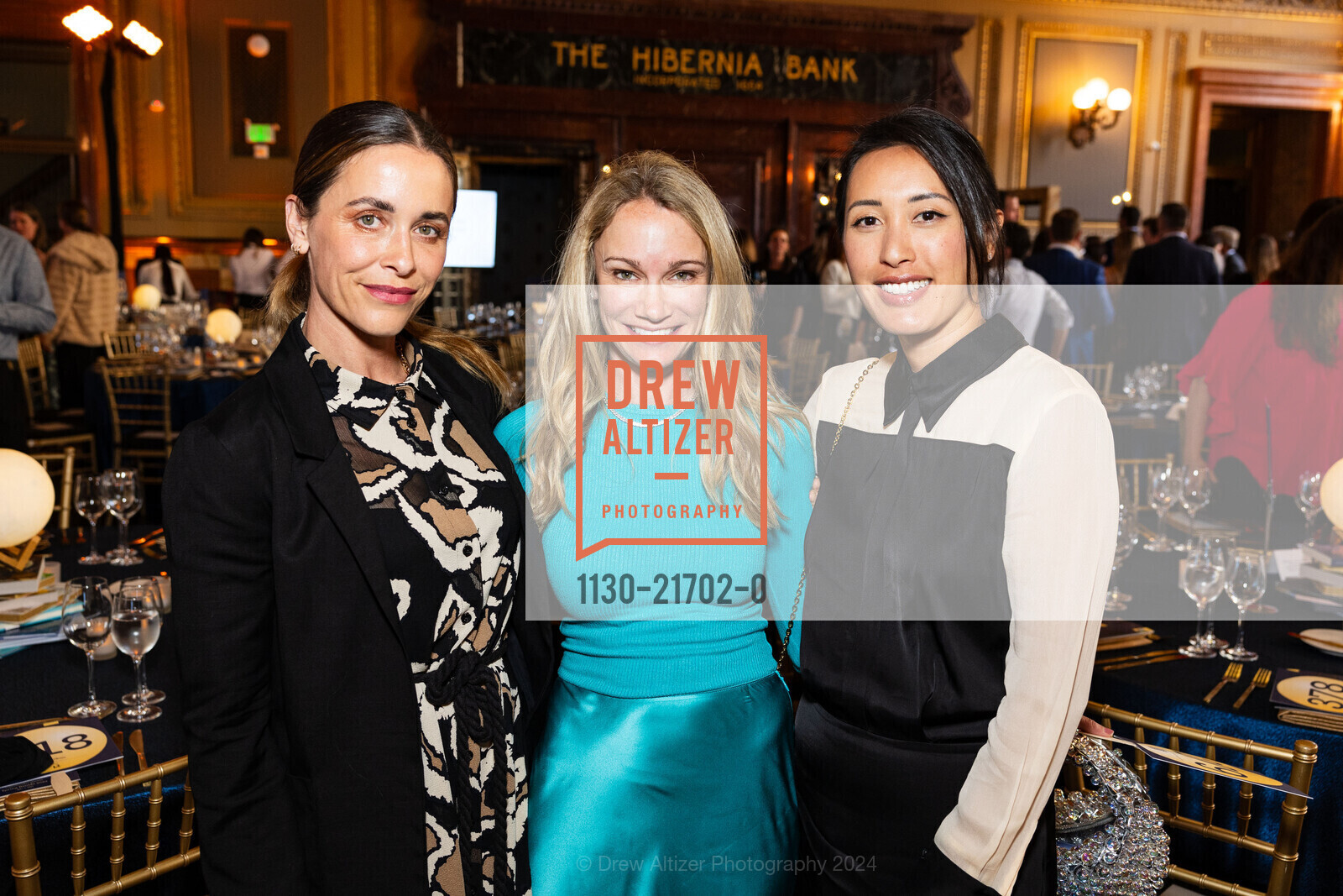 Sayre Ziskin, Carolyn Chatham, Jocelyn Mather, Compass Family Services Gala 2024, The Hibernia. 1 Jones St, San Francisco, CA 94102, May 7th, 2024, Photo #1130-21702-0 Sayre Ziskin, Carolyn Chatham, Jocelyn Mather, Photo #1130-21702-0