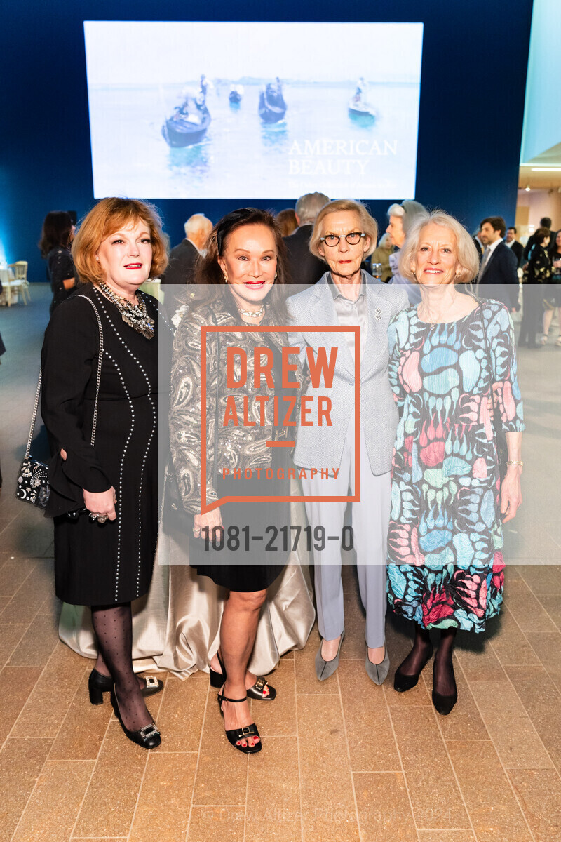 Jennifer Raiser, Martha Hertelendy, Barbro Osher, Susan Osher Epstein, American Beauty (Osher Collection) Donor Reception, de Young Museum. 50 Hagiwara Tea Garden Dr, SF, CA 94118 US, May 15th, 2024, Photo #1081-21719-0 Jennifer Raiser, Martha Hertelendy, Barbro Osher, Susan Osher Epstein, Photo #1081-21719-0