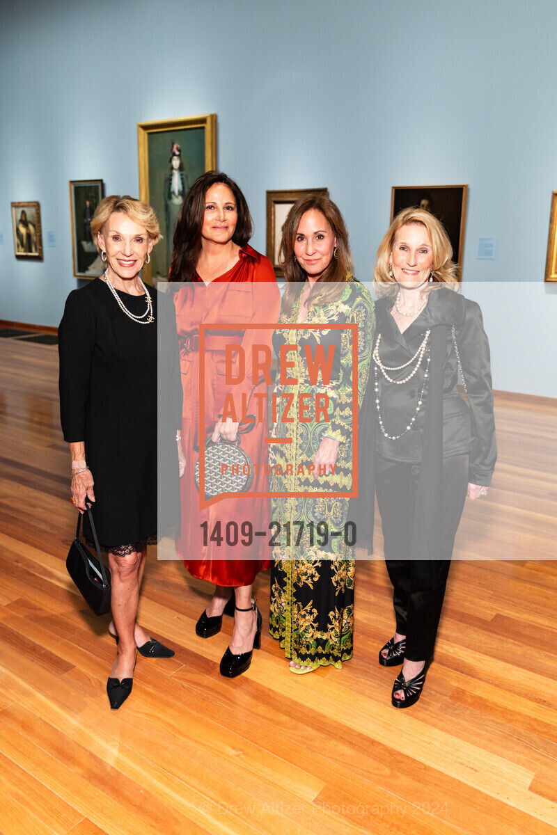 Carol Parker, Christine Ongerth, Roxanne Fleming, Lorna Meyer Calas, American Beauty (Osher Collection) Donor Reception, de Young Museum. 50 Hagiwara Tea Garden Dr, SF, CA 94118 US, May 15th, 2024, Photo #1409-21719-0 Carol Parker, Christine Ongerth, Roxanne Fleming, Lorna Meyer Calas, Photo #1409-21719-0