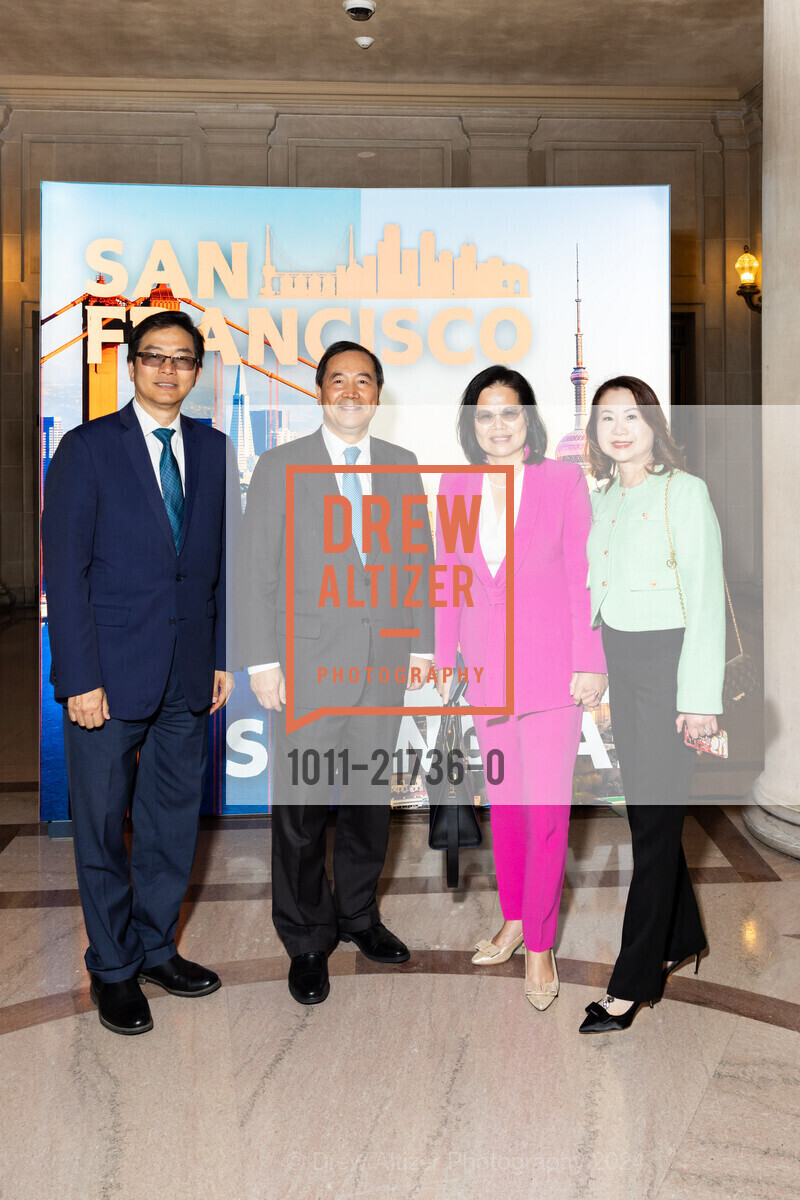 Joseph Lo, Eric Zheng, Jen Zheng, Sally Lo, San Francisco-Shanghai Sister City 45th Anniversary Celebration at City Hall, San Francisco City Hall. 1 Dr Carlton B Goodlett Pl, SF, CA 94102 US, May 21st, 2024, Photo #1011-21736-0 Joseph Lo, Eric Zheng, Jen Zheng, Sally Lo, Photo #1011-21736-0