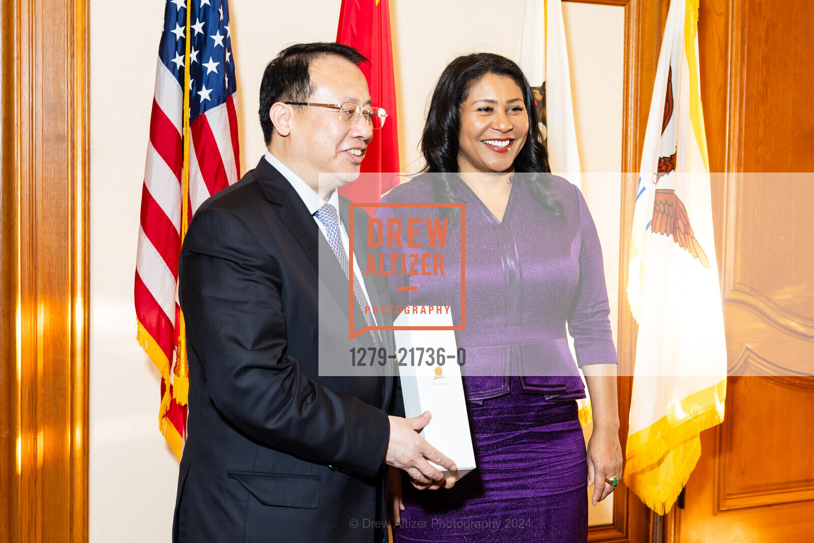 Shanghai Mayor Gong Zheng, San Francisco Mayor London Breed, San Francisco-Shanghai Sister City 45th Anniversary Celebration at City Hall, San Francisco City Hall. 1 Dr Carlton B Goodlett Pl, SF, CA 94102 US, May 21st, 2024, Photo #1279-21736-0 Shanghai Mayor Gong Zheng, San Francisco Mayor London Breed, Photo #1279-21736-0