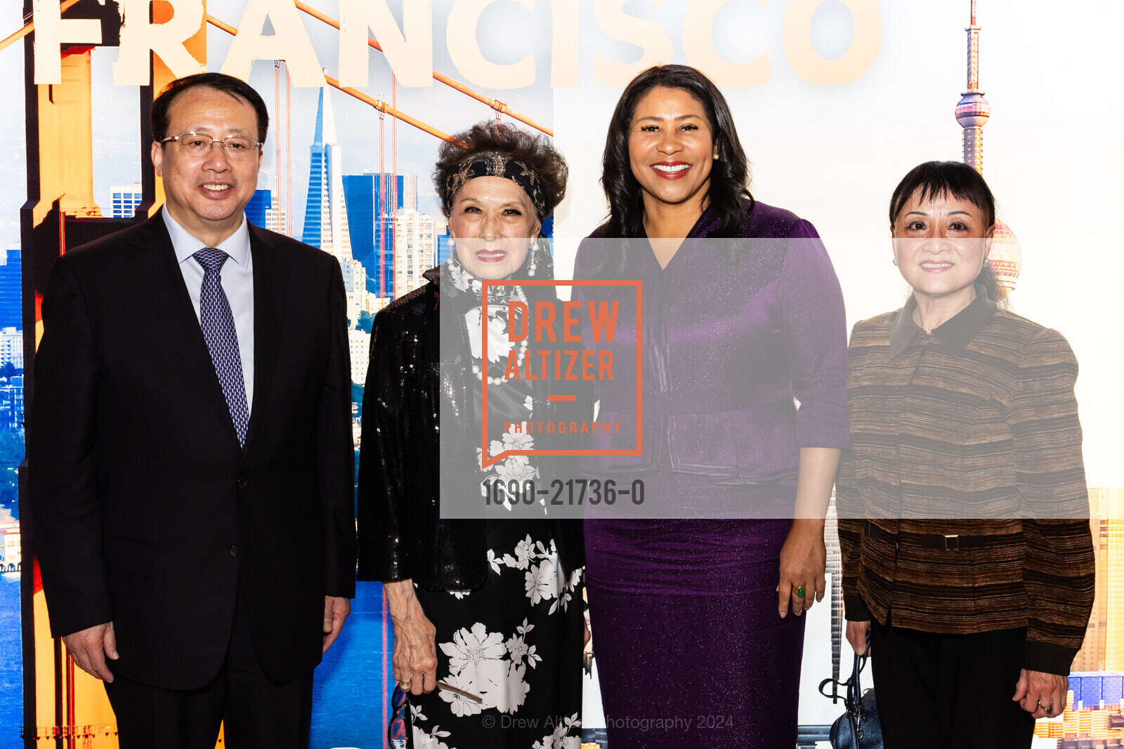 Shanghai Mayor Gong Zheng, Mae Woo, San Francisco Mayor London Breed, Hazel Lee, San Francisco-Shanghai Sister City 45th Anniversary Celebration at City Hall, San Francisco City Hall. 1 Dr Carlton B Goodlett Pl, SF, CA 94102 US, May 21st, 2024, Photo #1690-21736-0 Shanghai Mayor Gong Zheng, Mae Woo, San Francisco Mayor London Breed, Hazel Lee, Photo #1690-21736-0