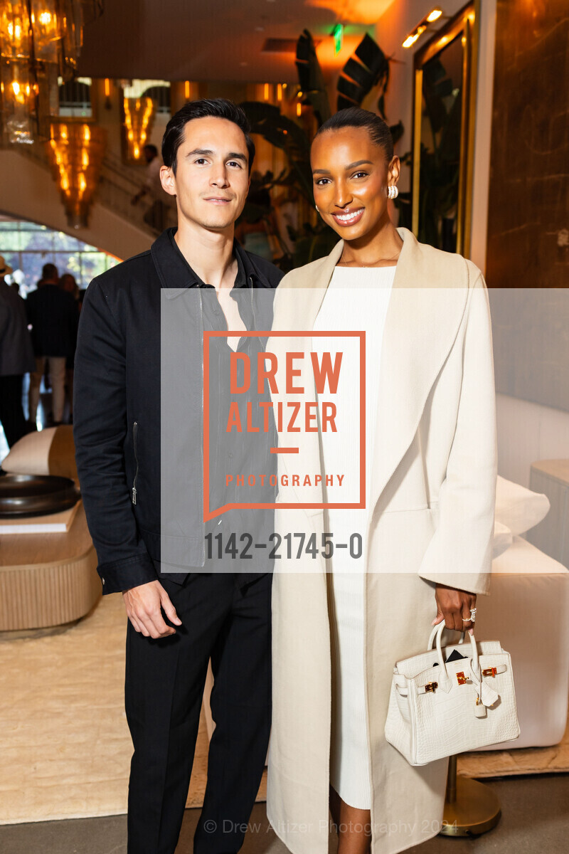 Juan Borrero, Jasmine Tookes, RH Palo Alto Grand Opening Party, Restoration Hardward Palo Alto. 281 University Ave, Palo Alto, May 29th, 2024, Photo #1142-21745-0 Juan Borrero, Jasmine Tookes, Photo #1142-21745-0