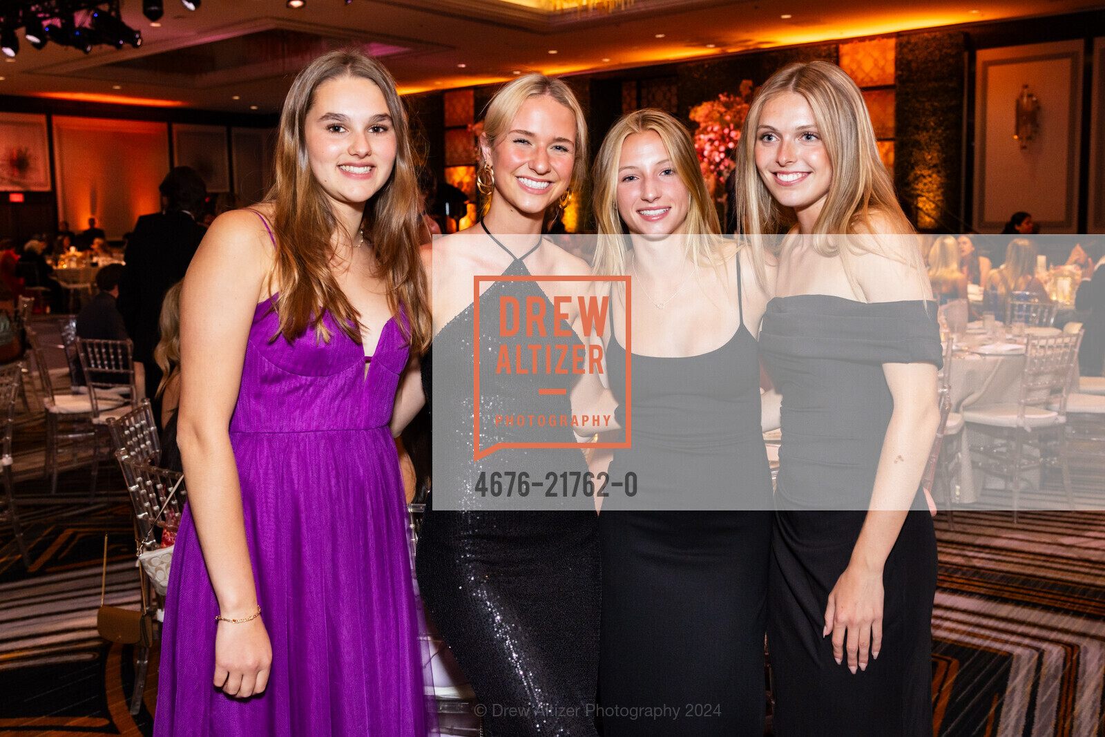 Sammy Domm, Cate Hewitt, Cameron Colpitts, Anna Rende, CPMC Debutante Ball 2024, The Westin St. Francis San Francisco on Union Square. 335 Powell St, SF, CA 94102 US, June 15th, 2024, Photo #4676-21762-0 Sammy Domm, Cate Hewitt, Cameron Colpitts, Anna Rende, Photo #4676-21762-0