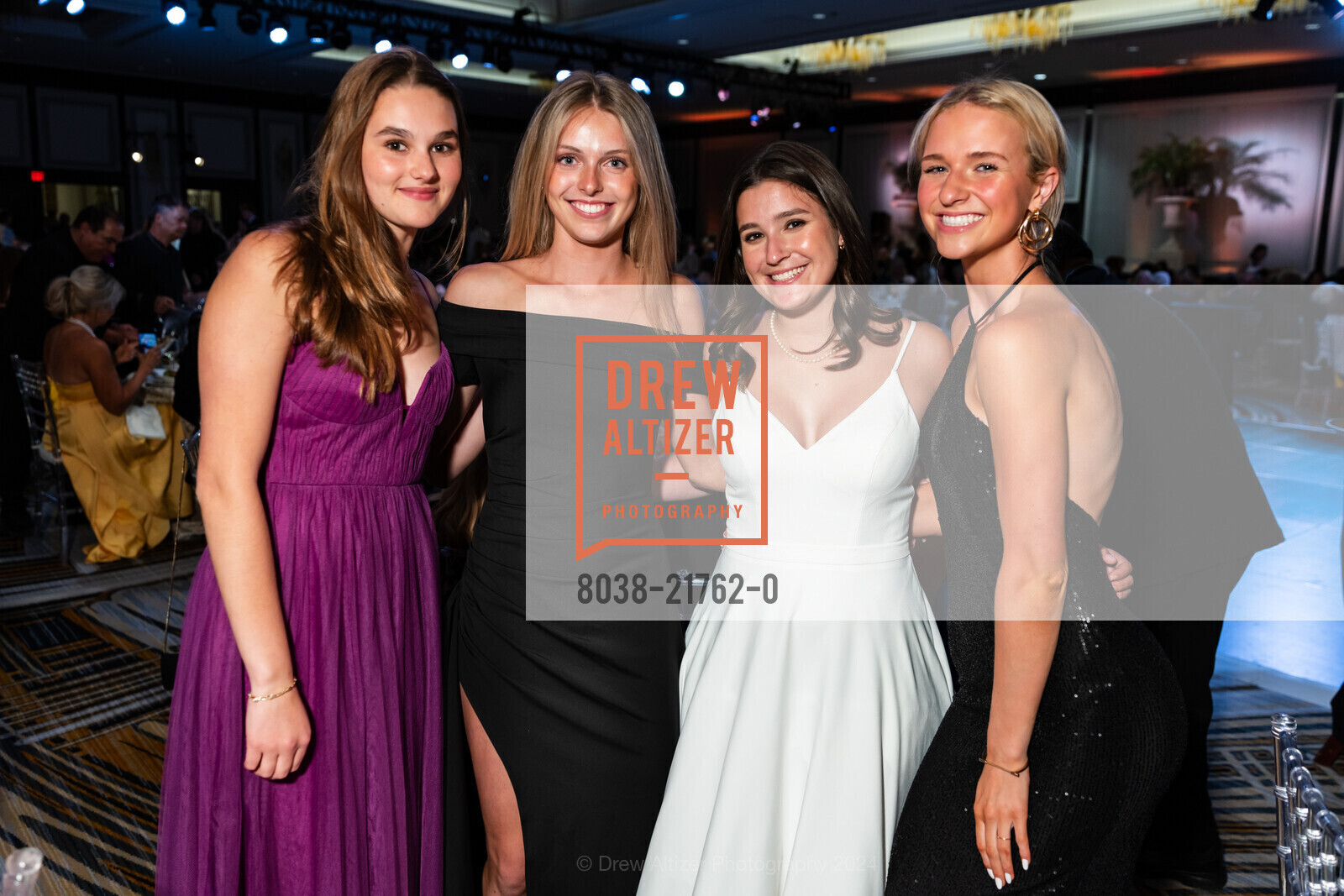 Samantha Domm, Anna Claire Rende, Gracie Pearl Felsenthal, Cate Hewitt, CPMC Debutante Ball 2024, The Westin St. Francis San Francisco on Union Square. 335 Powell St, SF, CA 94102 US, June 15th, 2024, Photo #8038-21762-0 Samantha Domm, Anna Claire Rende, Gracie Pearl Felsenthal, Cate Hewitt, Photo #8038-21762-0