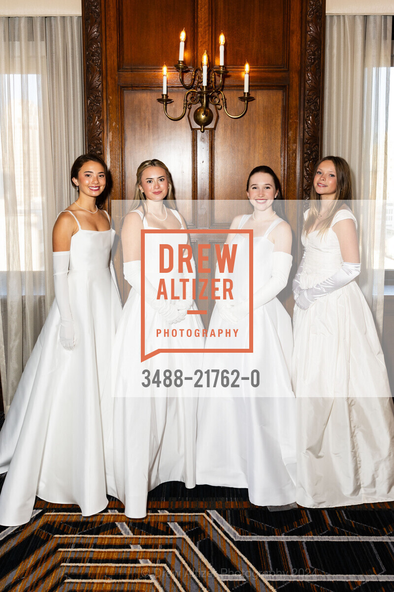 Lily Solstice Clemen, Elzabeth Bladen Hawthornthwaite, Langan Genevieve Garrett, Mitchell Fay Ladd, CPMC Debutante Ball 2024, The Westin St. Francis San Francisco on Union Square. 335 Powell St, SF, CA 94102 US, June 15th, 2024, Photo #3488-21762-0 Lily Solstice Clemen, Elzabeth Bladen Hawthornthwaite, Langan Genevieve Garrett, Mitchell Fay Ladd, Photo #3488-21762-0