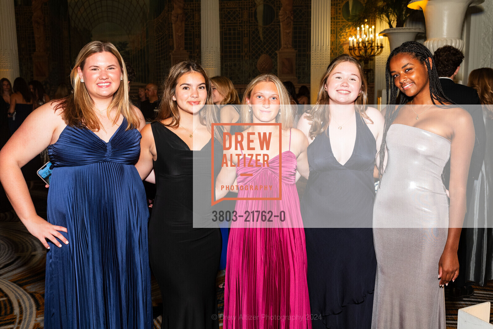 Margot Furman, Sarah Hassanein, Payten Kennedy, Phoebe Garrett, Lydia Mechegia, CPMC Debutante Ball 2024, The Westin St. Francis San Francisco on Union Square. 335 Powell St, SF, CA 94102 US, June 15th, 2024, Photo #3803-21762-0 Margot Furman, Sarah Hassanein, Payten Kennedy, Phoebe Garrett, Lydia Mechegia, Photo #3803-21762-0