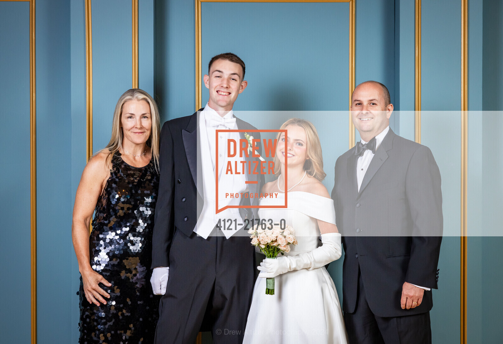 Barbara Blackman, Ella Caroline Bartlett, Brian Blackman, Debutante Ball Portraits 2024, The Westin St. Francis. 355 Powell Street, June 15th, 2024, Photo #4121-21763-0 Barbara Blackman, Ella Caroline Bartlett, Brian Blackman, Photo #4121-21763-0