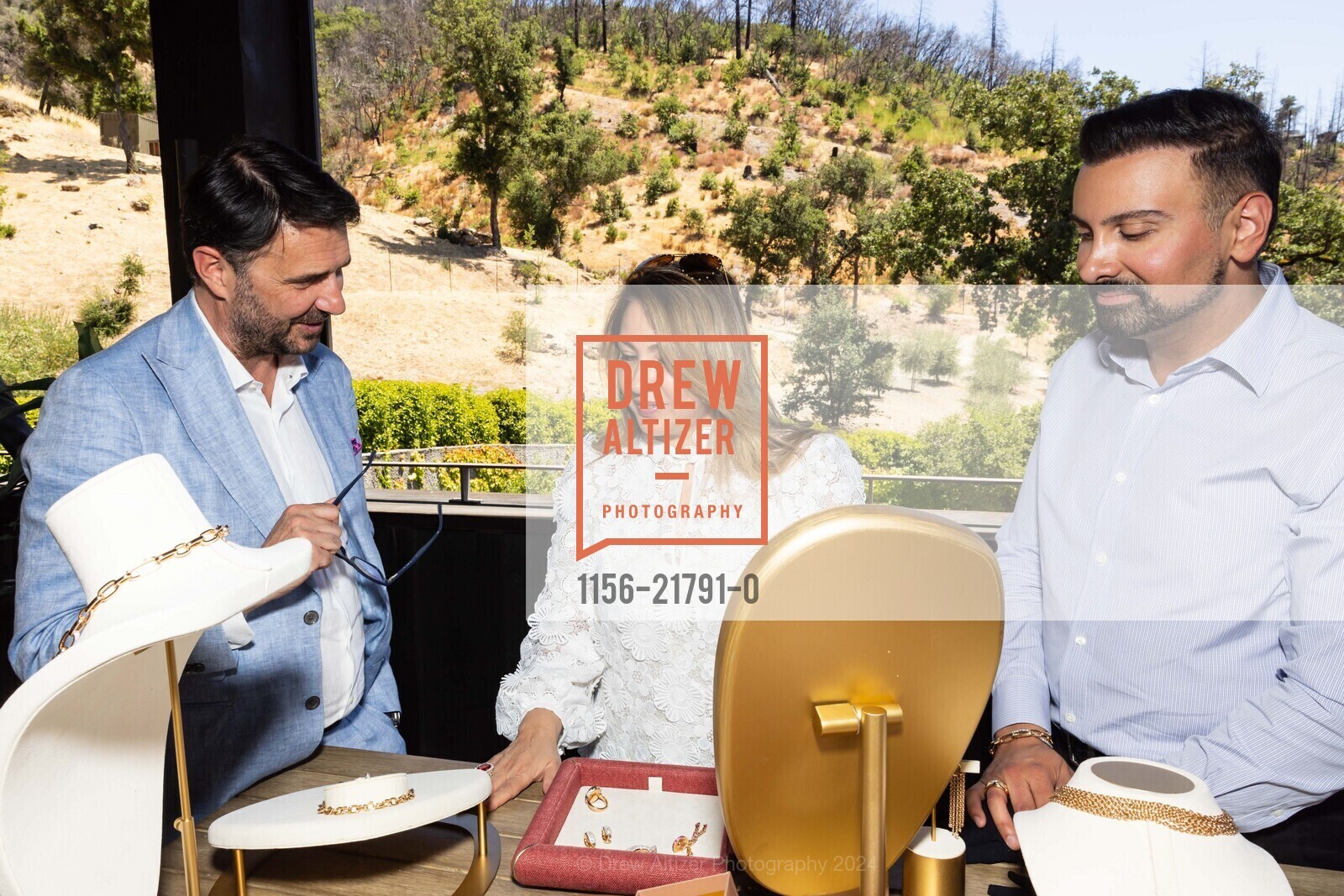 Stefano Cortecci, Kathleen Nazar, Farbod Barsum, Vintner's Luncheon at Davis Estates with Pomaletto for Festival Napa Valley 2024, Napa Valley, July 17th, 2024, Photo #1156-21791-0 Stefano Cortecci, Kathleen Nazar, Farbod Barsum, Photo #1156-21791-0