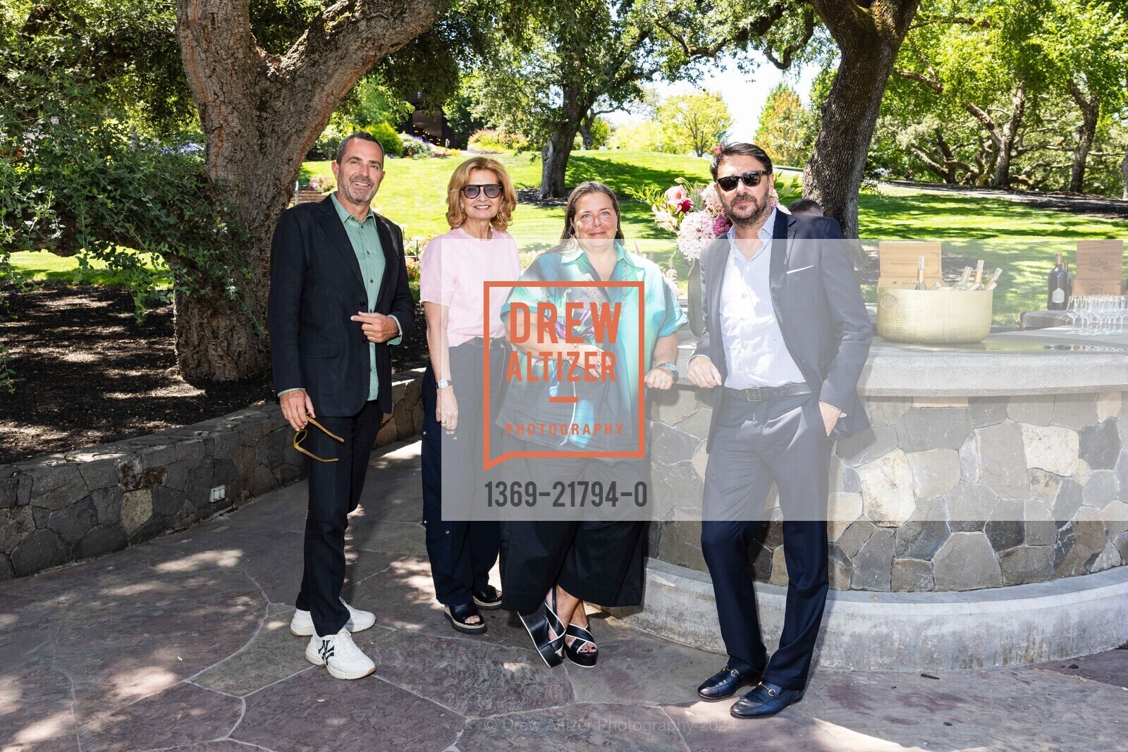 Flavio Dal Lago, Sabina Belli, Nathalie Diamantis, Stefano Cortecci, Vintner's Luncheon with Pomaletto for Festival Napa Valley 2024, Far Niente Winery. 1350 Acacia Dr, July 20th, 2024, Photo #1369-21794-0 Flavio Dal Lago, Sabina Belli, Nathalie Diamantis, Stefano Cortecci, Photo #1369-21794-0