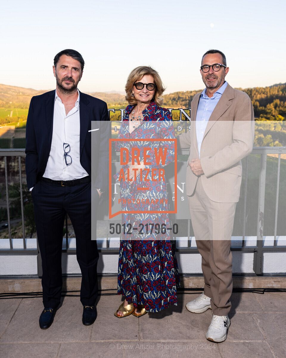 Stefano Cortecci, Sabina Belli, Flavio Dal Lago, Patron Dinner at Sterling Vineyards for Festival Napa Valley 2024, Castello di Amorosa. 4045 St Helena Hwy, Calistoga, CA 94515 US, July 19th, 2024, Photo #5012-21796-0 Stefano Cortecci, Sabina Belli, Flavio Dal Lago, Photo #5012-21796-0
