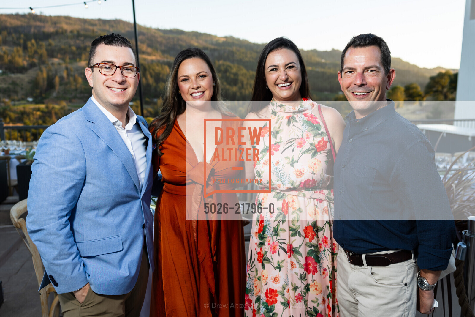 Luke Magnini, Grace Magnini, Lauren Kopit, Carl Evans, Patron Dinner at Sterling Vineyards for Festival Napa Valley 2024, Castello di Amorosa. 4045 St Helena Hwy, Calistoga, CA 94515 US, July 19th, 2024, Photo #5026-21796-0 Luke Magnini, Grace Magnini, Lauren Kopit, Carl Evans, Photo #5026-21796-0