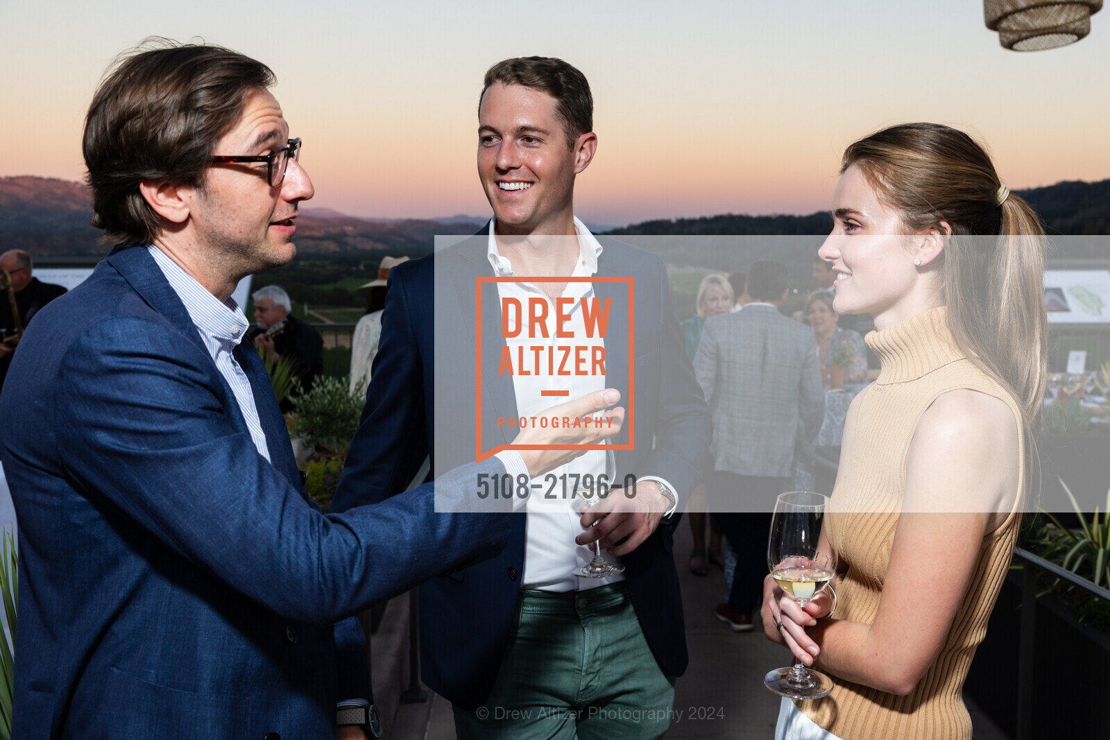 Jean-Romain Vesperini, Deane Schofield, Evie Oetgen, Patron Dinner at Sterling Vineyards for Festival Napa Valley 2024, Castello di Amorosa. 4045 St Helena Hwy, Calistoga, CA 94515 US, July 19th, 2024, Photo #5108-21796-0 Jean-Romain Vesperini, Deane Schofield, Evie Oetgen, Photo #5108-21796-0