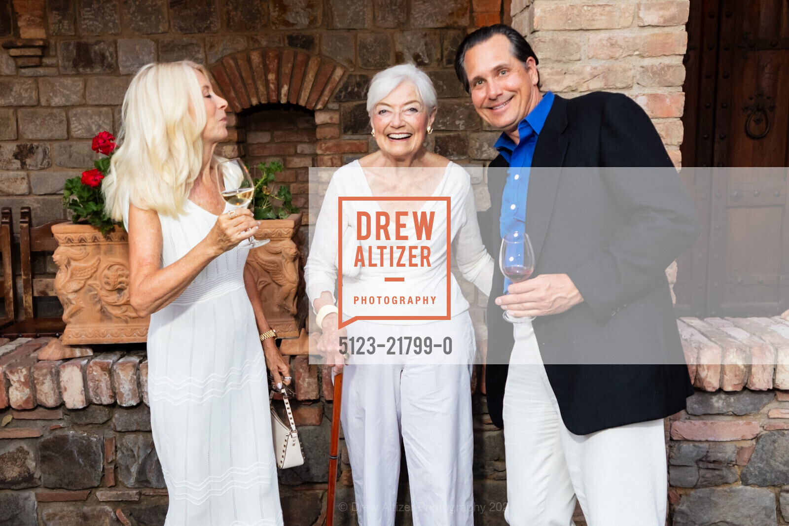 Joann Serafini, Gretchen De Baubigny, Mark Gustavson, Patron Dinner at Castello di Amorosa for Festival Napa Valley 2024, Charles Krug. 2800 Main St, St Helena, CA 94574 US, July 19th, 2024, Photo #5123-21799-0 Joann Serafini, Gretchen De Baubigny, Mark Gustavson, Photo #5123-21799-0
