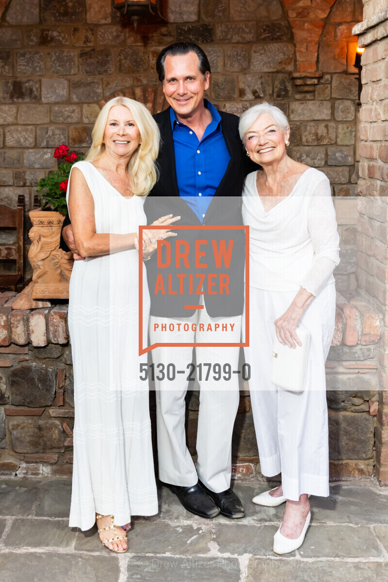Joann Serafini, Mark Gustavson, Gretchen De Baubigny, Patron Dinner at Castello di Amorosa for Festival Napa Valley 2024, Charles Krug. 2800 Main St, St Helena, CA 94574 US, July 19th, 2024, Photo #5130-21799-0 Joann Serafini, Mark Gustavson, Gretchen De Baubigny, Photo #5130-21799-0